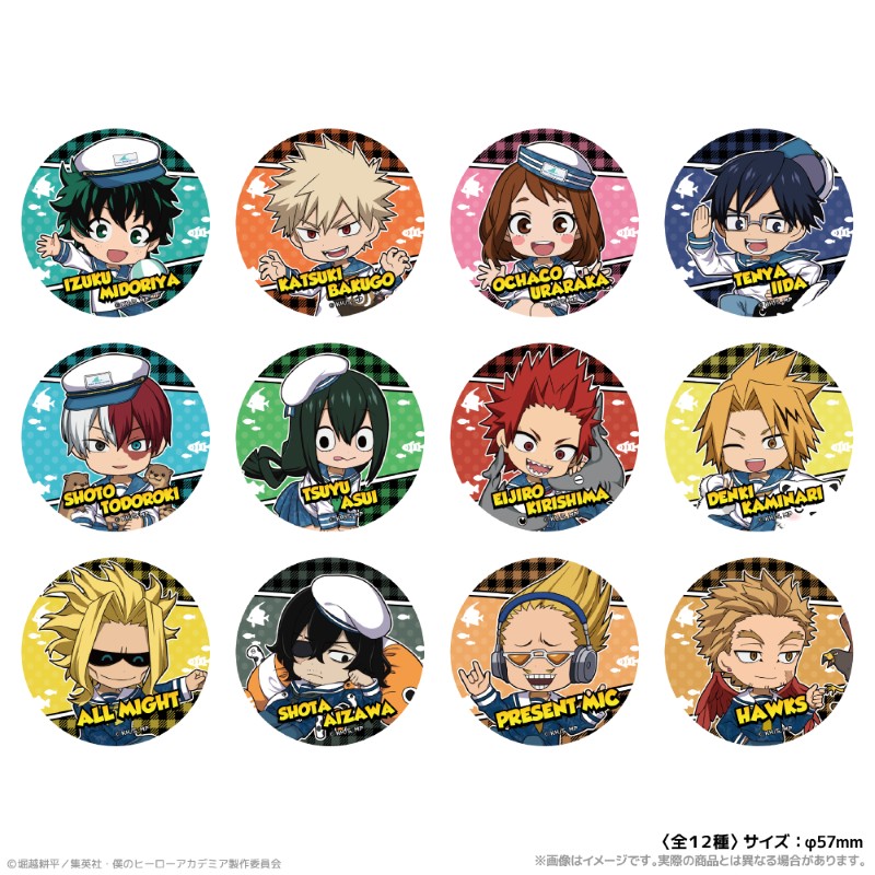 アニメ『僕のヒーローアカデミア』 ミニキャラ缶バッジ 海の生きものたちと一緒にPLUS ULTRA - 公式商品画像 | AniSmile