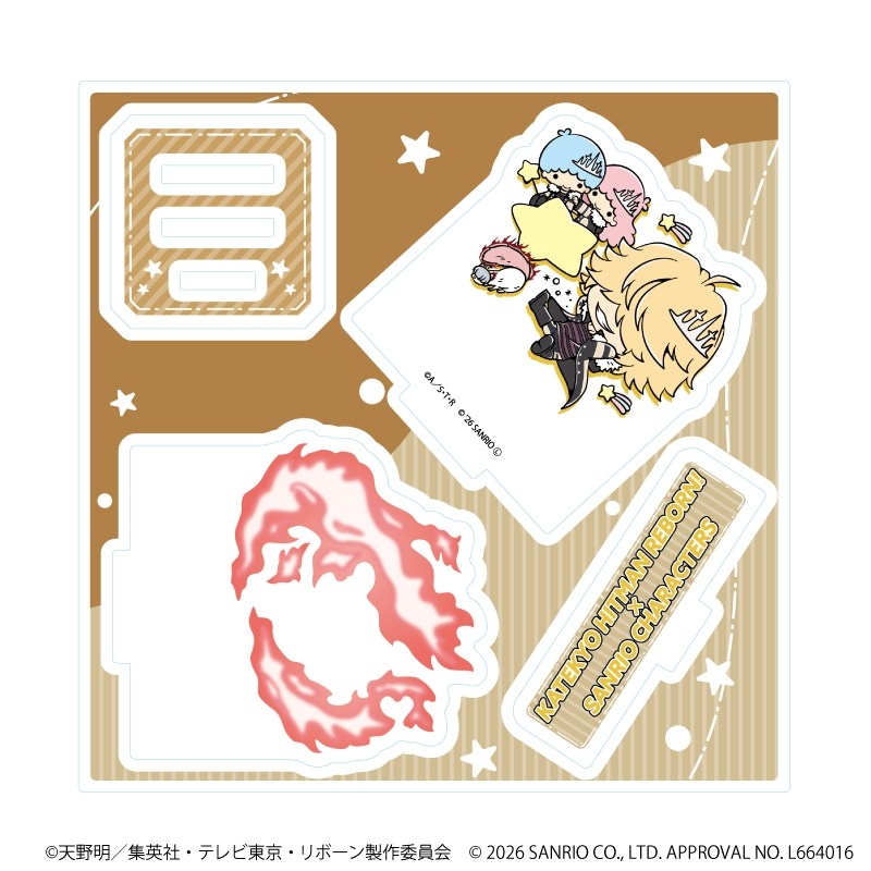 アクリルスタンドプレート「家庭教師ヒットマンREBORN!×SANRIO CHARACTERS」09/ベルフェゴール×リトルツインスターズ(コラボイラスト) - 公式商品画像 | AniSmile