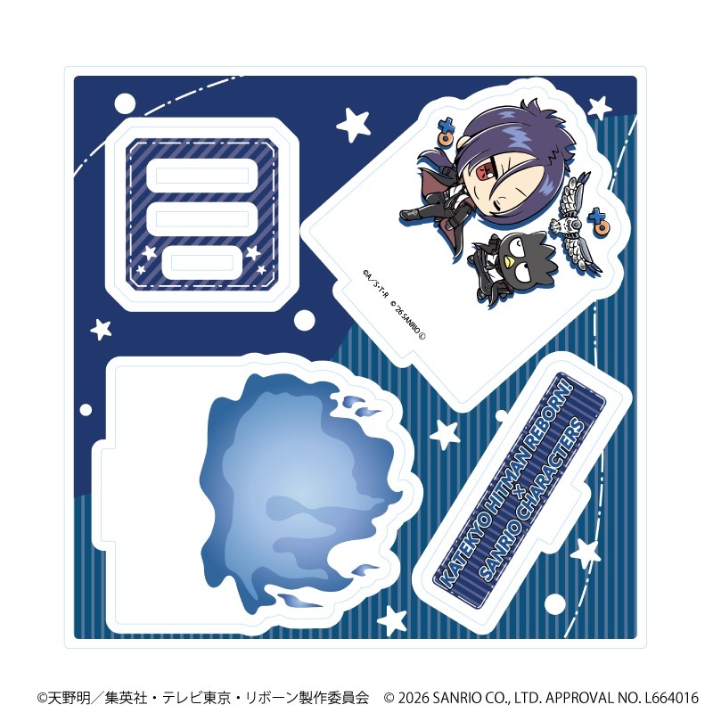 アクリルスタンドプレート「家庭教師ヒットマンREBORN!×SANRIO CHARACTERS」06/六道骸×バッドばつ丸(コラボイラスト) - 公式商品画像 | AniSmile