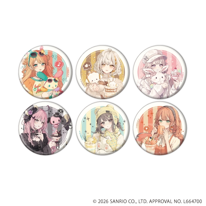 缶バッジ「赤倉×サンリオキャラクターズ」06/ブラインド(全6種)(コラボイラスト) - 公式商品画像 | AniSmile