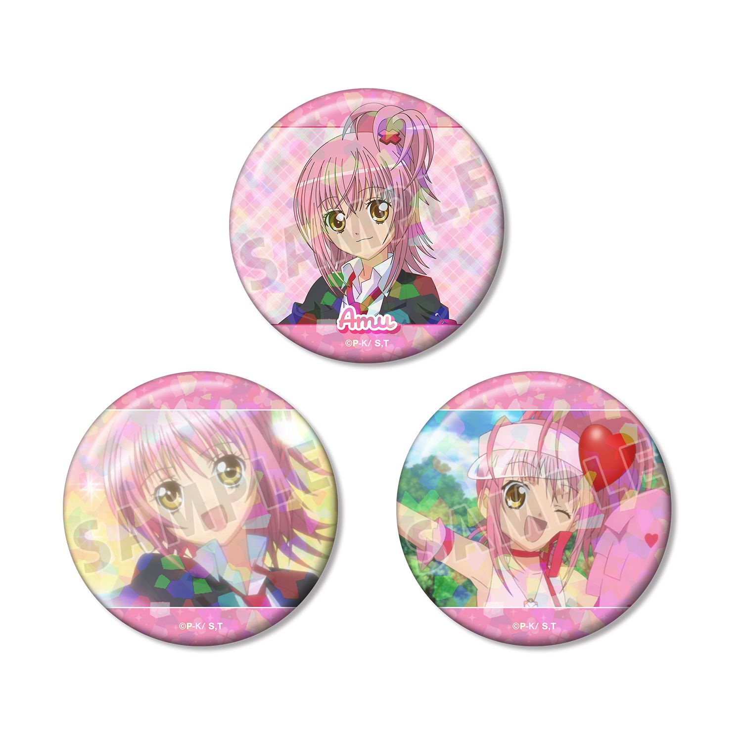 TVアニメ『しゅごキャラ!』 日奈森 あむ ホログラム缶バッジ3個セット - 公式商品画像 | AniSmile