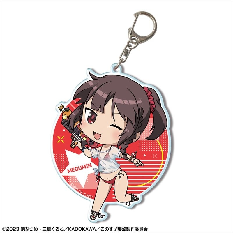 この素晴らしい世界に爆焔を! ビッグアクリルキーホルダー デザイン03(めぐみん/ちびキャラTシャツ水着Ver.) - AniSmile