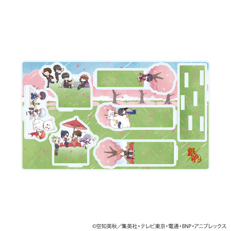 プレミアム アクリルジオラマプレート「銀魂」01/お花見 集合デザイン(グラフアートイラスト) - 公式商品画像 | AniSmile