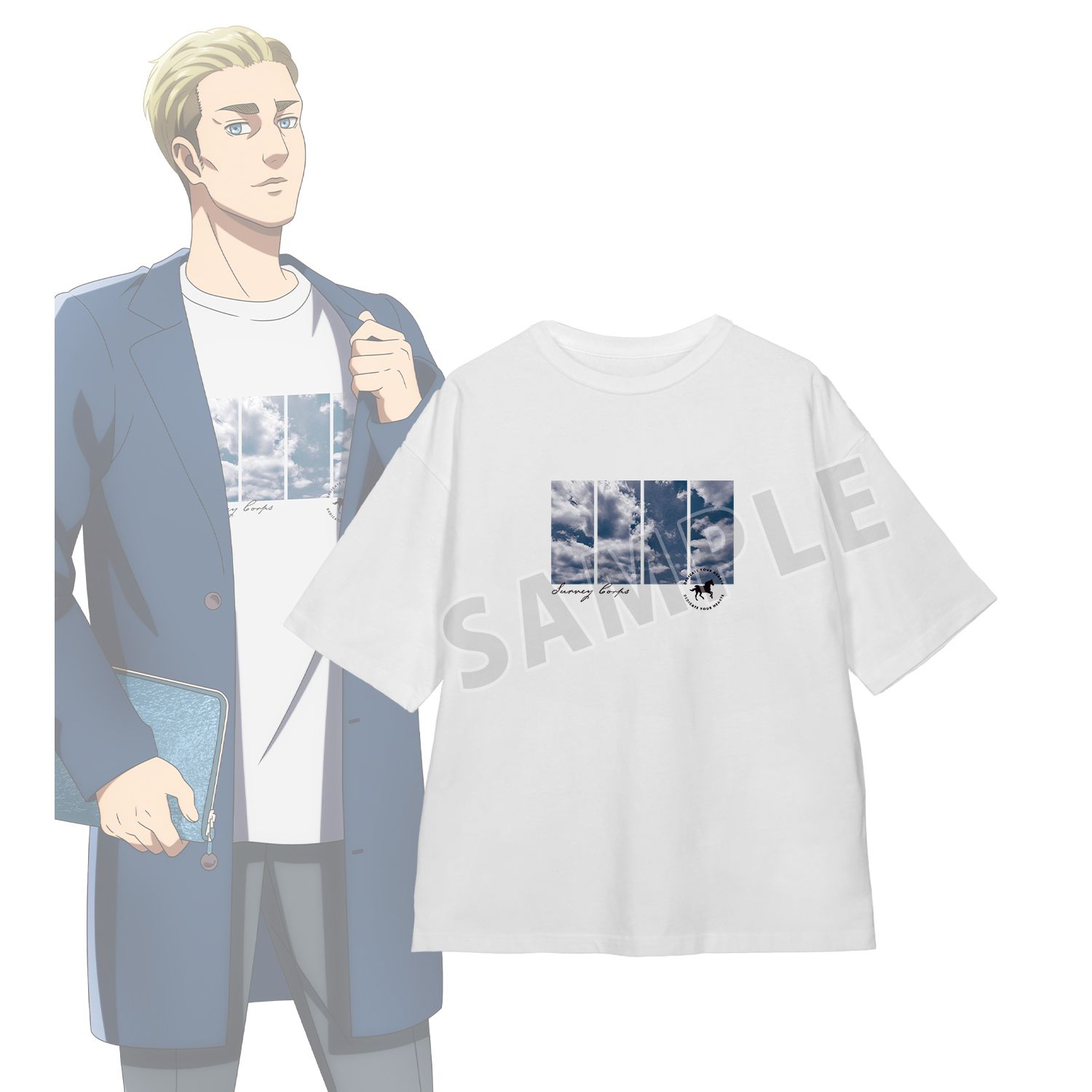 TVアニメ『進撃の巨人』 描き下ろし エルヴィン シミラールックver. 第2弾 着用BIGシルエットTシャツユニセックス(サイズ/XL) - 公式商品画像 | AniSmile