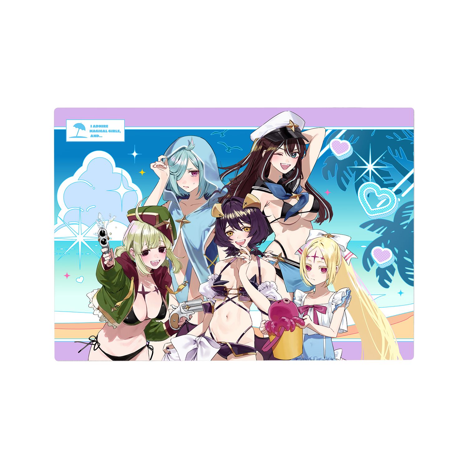 TVアニメ「魔法少女にあこがれて」 千種みのりさんイラスト 集合 水着ver. B6メタルアートパネル - 公式商品画像 | AniSmile