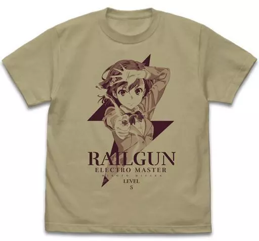 とある科学の超電磁砲T 御坂美琴 Tシャツ Ver.2.0/SAND KHAKI-XL - AniSmile