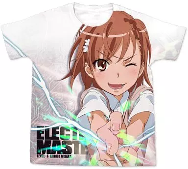 とある科学の超電磁砲 御坂美琴フルグラフィックTシャツ/WHITE-L - AniSmile