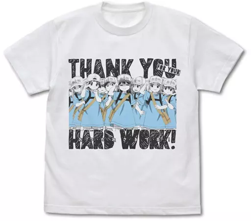 はたらく細胞 血小板のおつかれさまです Tシャツ/WHITE-L - 公式商品画像 | AniSmile