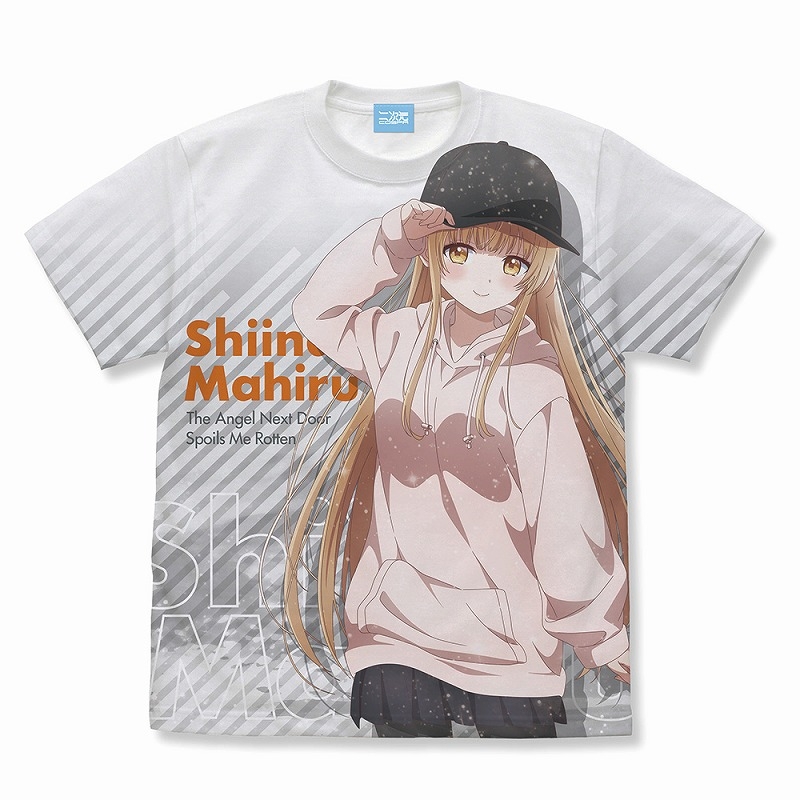 TVアニメ お隣の天使様にいつの間にか駄目人間にされていた件 椎名真昼 フルグラフィックTシャツ カジュアルファッションver./WHITE-L - AniSmile