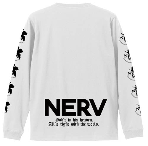 エヴァンゲリオン ネルフロゴ 袖リブロングスリーブTシャツ/WHITE-S 画像 2 | AniSmile