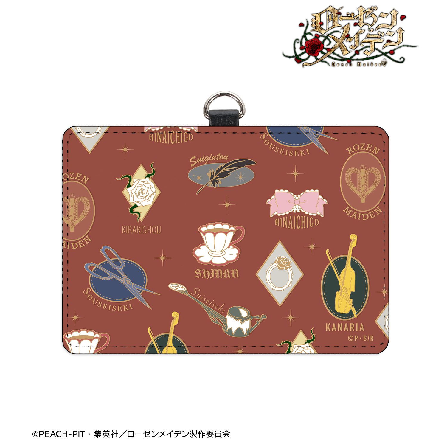 ローゼンメイデン モチーフ柄 ネックストラップ付きパスケース レッド 画像 2 | AniSmile