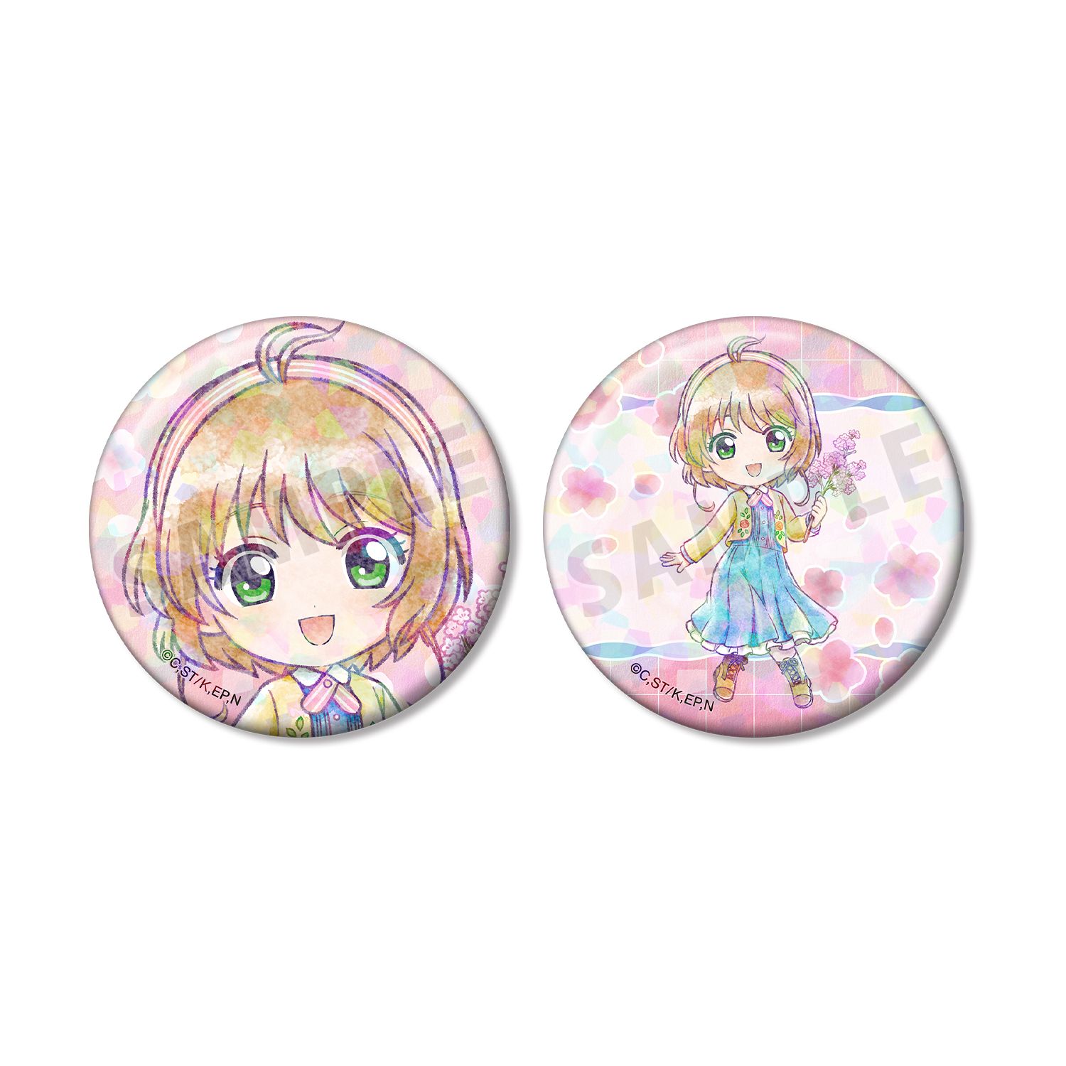 カードキャプターさくら クリアカード編 木之本 桜 ちびキャラ みんなで旅行ver. ホログラム缶バッジ2個セット - 公式商品画像 | AniSmile