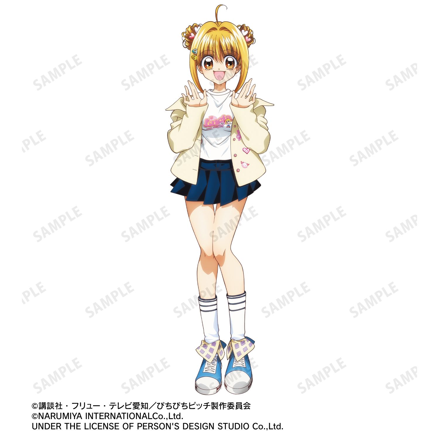 アニメ「ぴちぴちピッチ」 ANGEL BLUEコラボ 描き下ろし 七海 るちあ 着用 BIGシルエットTシャツユニセックス(サイズ/S) 画像 6 | AniSmile