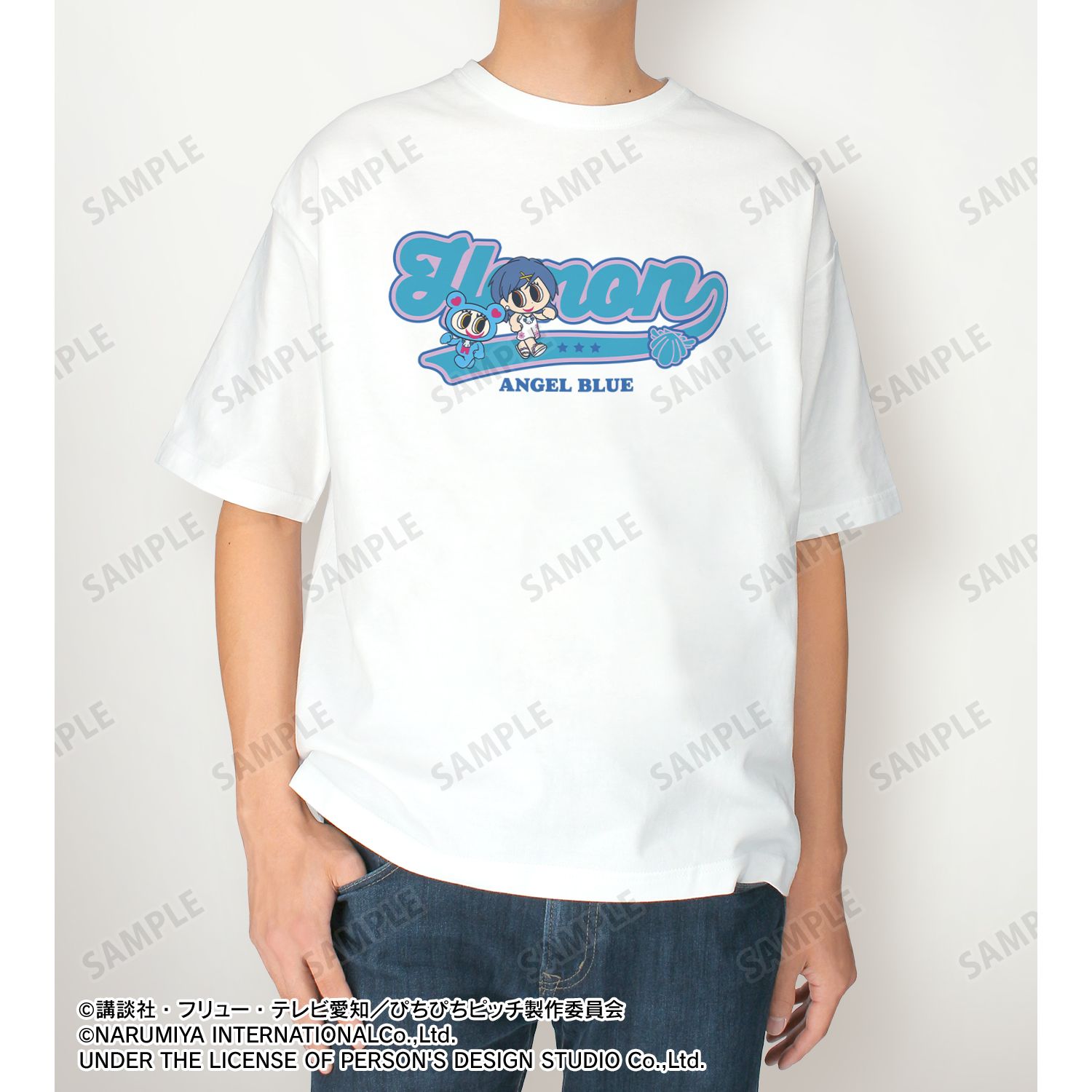 アニメ「ぴちぴちピッチ」 ANGEL BLUEコラボ 描き下ろし 宝生 波音 着用 BIGシルエットTシャツユニセックス(サイズ/S) 画像 4 | AniSmile