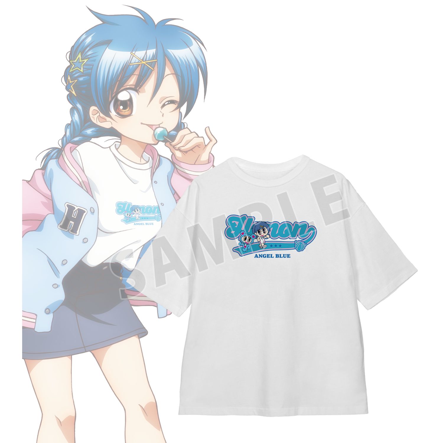 アニメ「ぴちぴちピッチ」 ANGEL BLUEコラボ 描き下ろし 宝生 波音 着用 BIGシルエットTシャツユニセックス(サイズ/M) - 公式商品画像 | AniSmile