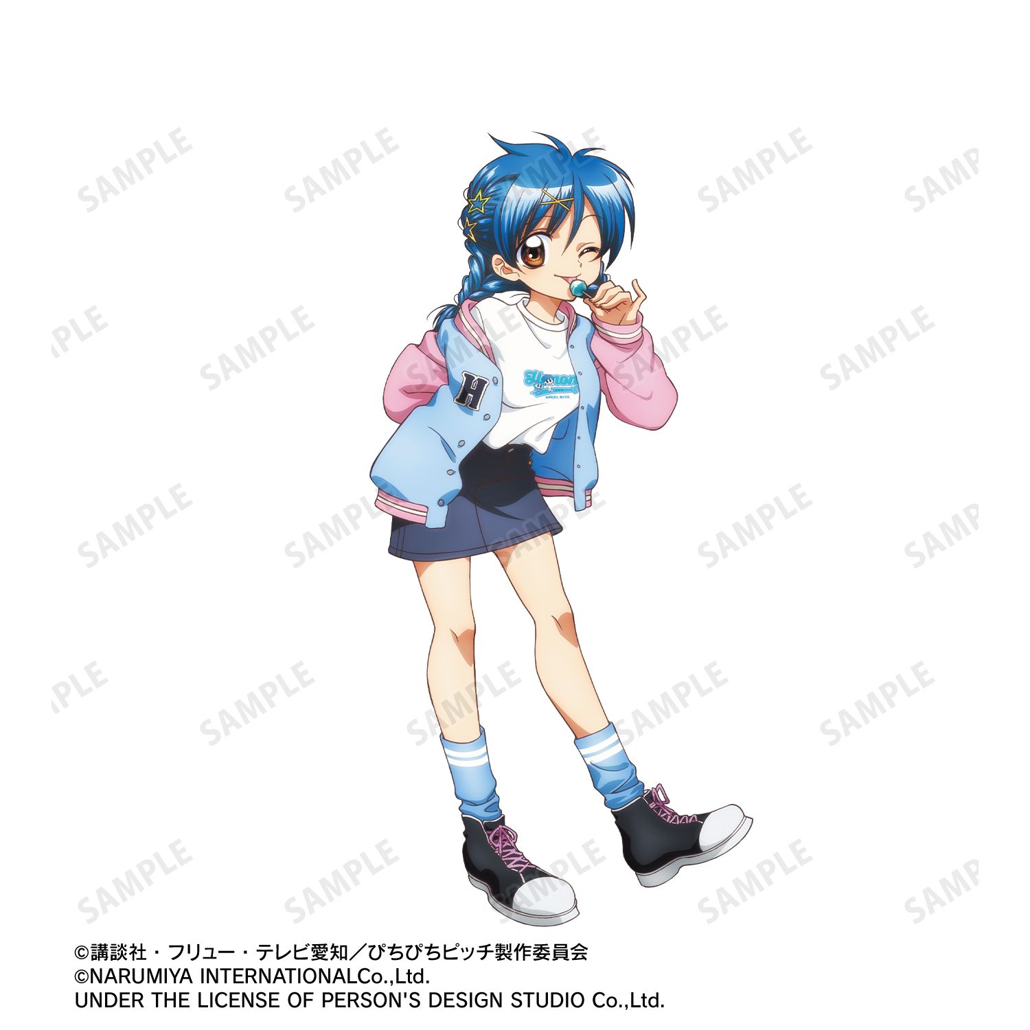 アニメ「ぴちぴちピッチ」 ANGEL BLUEコラボ 描き下ろし 宝生 波音 着用 BIGシルエットTシャツユニセックス(サイズ/L) 画像 6 | AniSmile