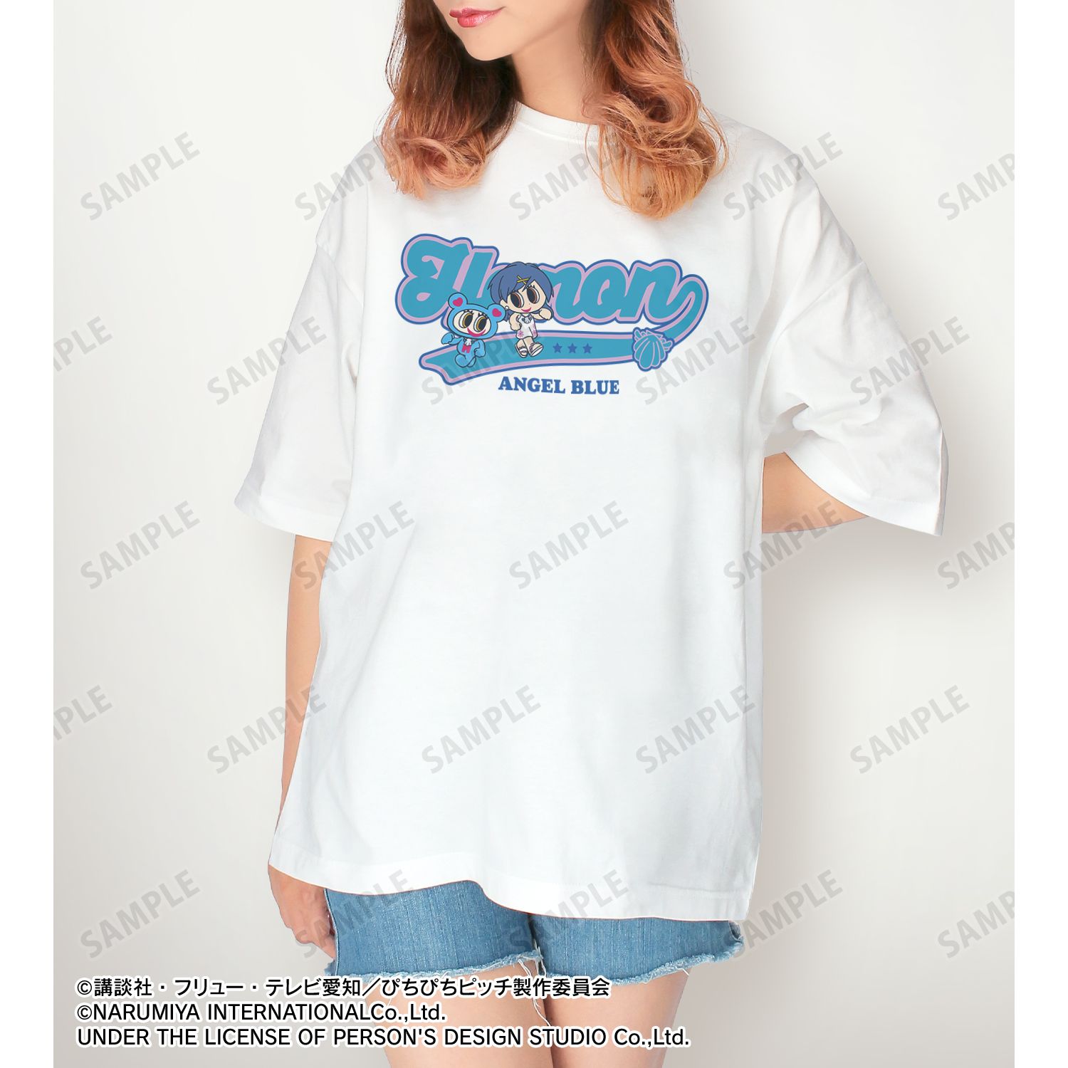 アニメ「ぴちぴちピッチ」 ANGEL BLUEコラボ 描き下ろし 宝生 波音 着用 BIGシルエットTシャツユニセックス(サイズ/XL) 画像 5 | AniSmile