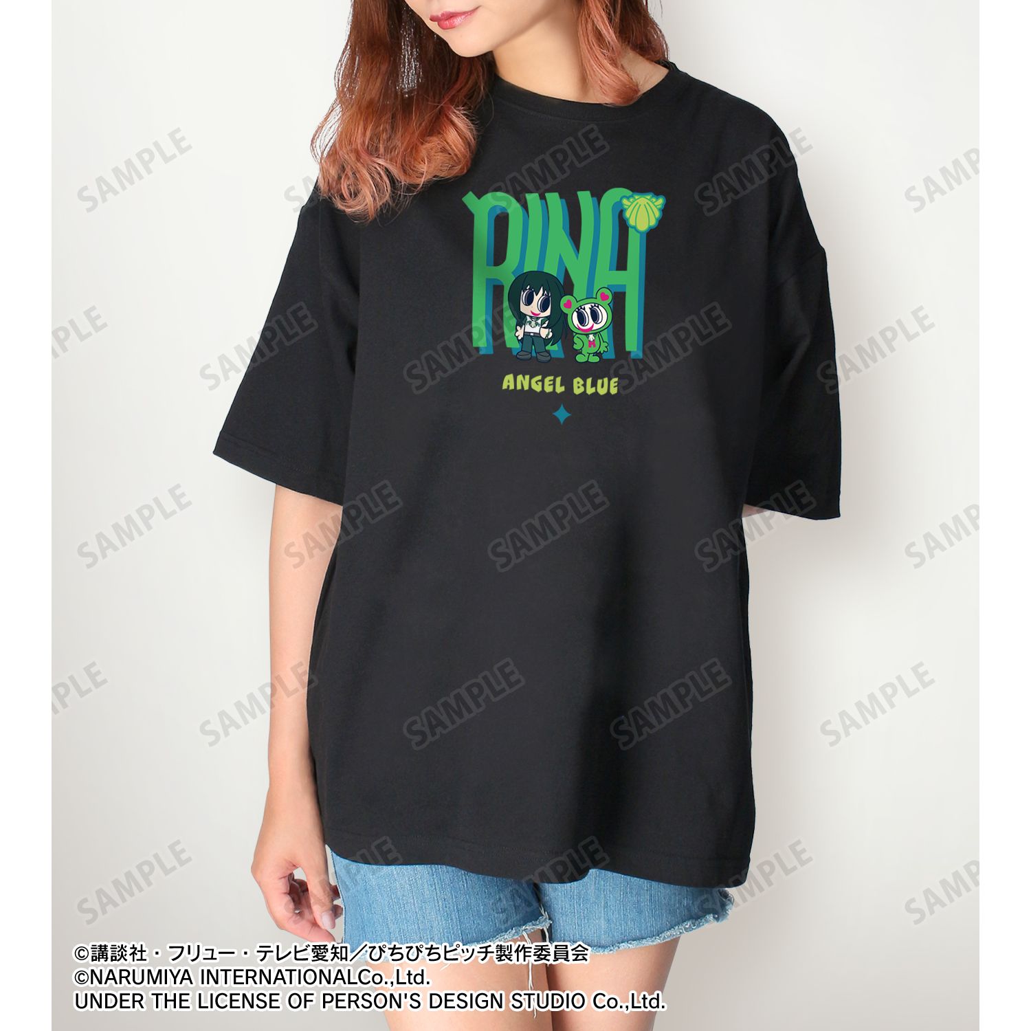 アニメ「ぴちぴちピッチ」 ANGEL BLUEコラボ 描き下ろし 洞院 リナ 着用 BIGシルエットTシャツユニセックス(サイズ/S) 画像 5 | AniSmile