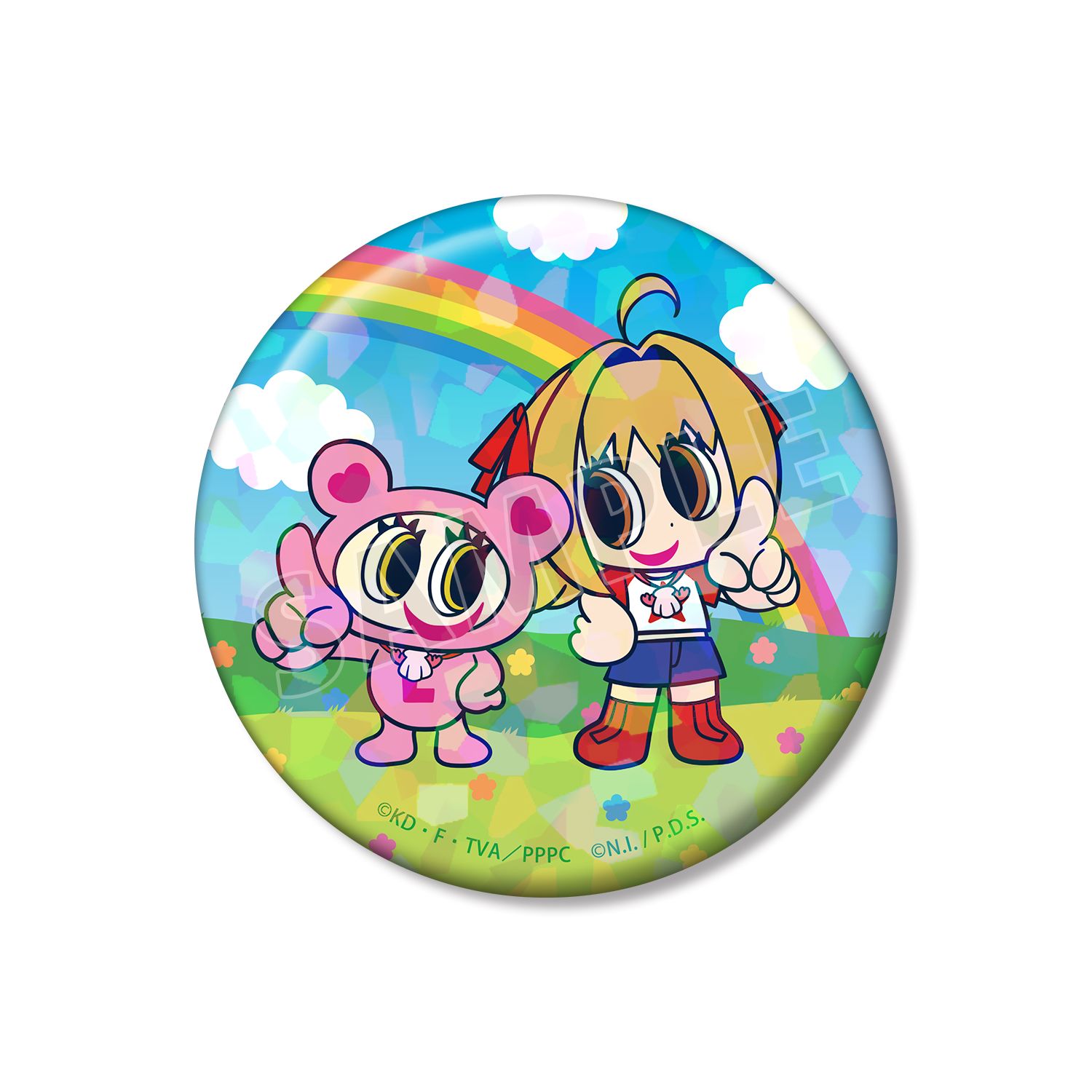アニメ「ぴちぴちピッチ」 ANGEL BLUEコラボ 七海 るちあ&ナカムラくん 75mmホログラム缶バッジ - 公式商品画像 | AniSmile