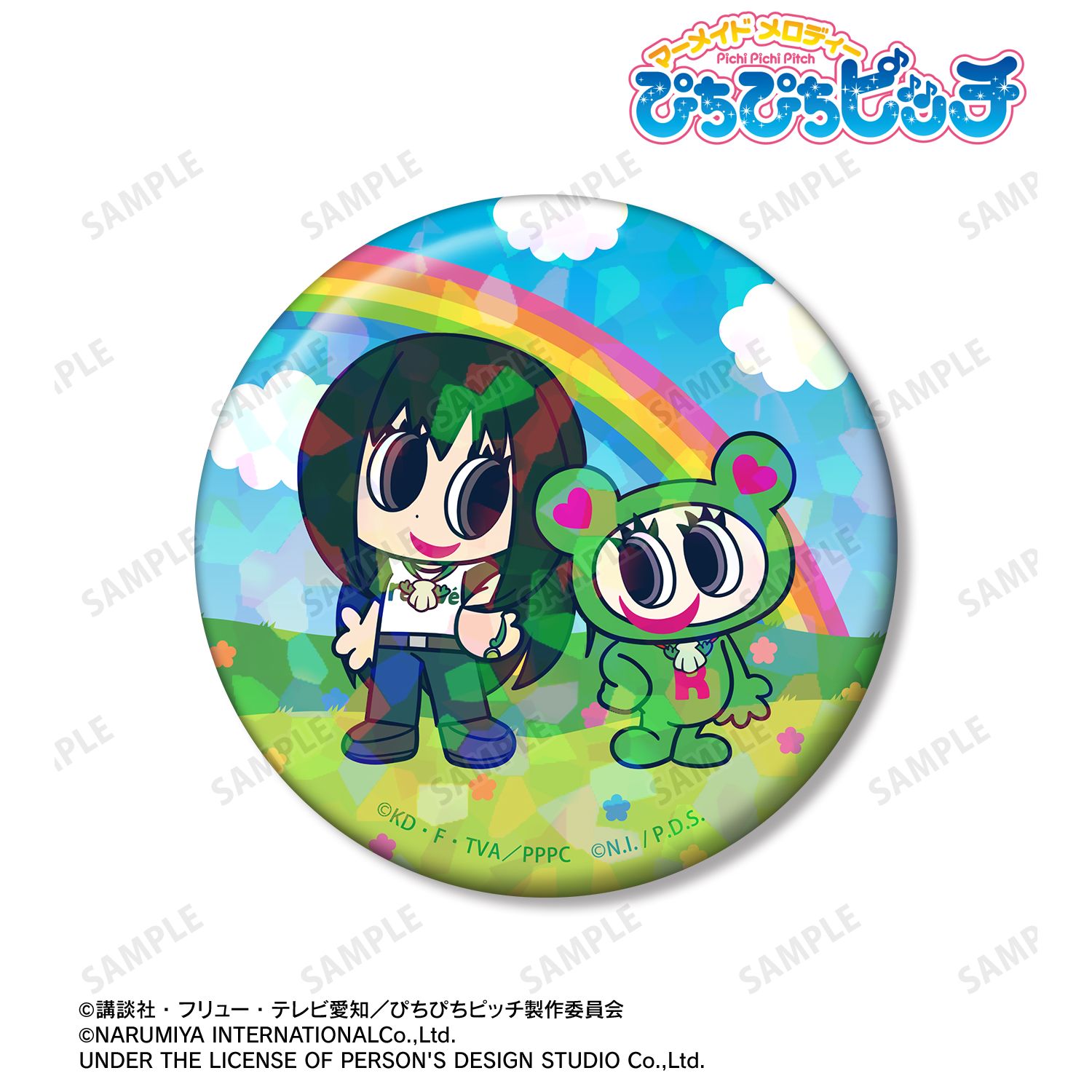 アニメ「ぴちぴちピッチ」 ANGEL BLUEコラボ 洞院 リナ&ナカムラくん 75mmホログラム缶バッジ 画像 2 | AniSmile