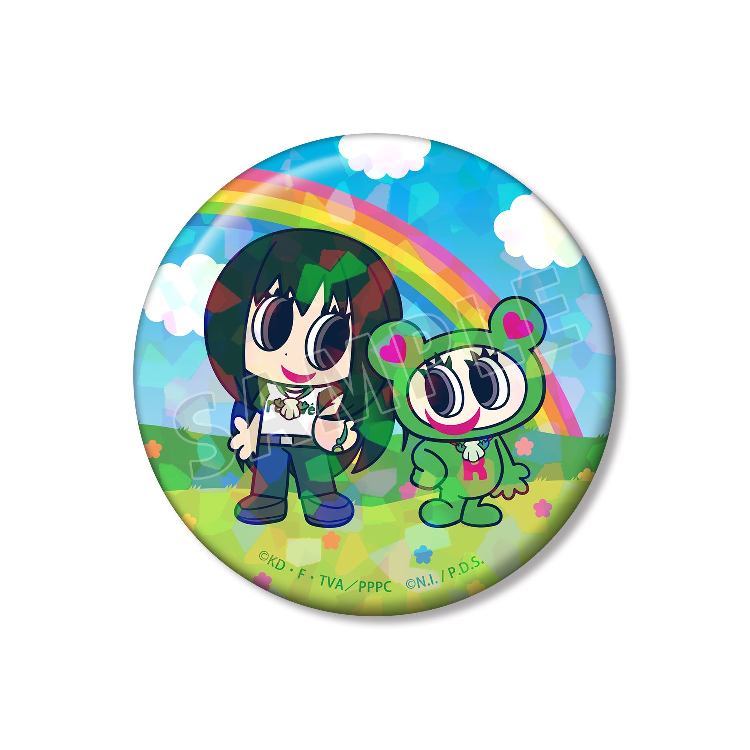 アニメ「ぴちぴちピッチ」 ANGEL BLUEコラボ 洞院 リナ&ナカムラくん 75mmホログラム缶バッジ - 公式商品画像 | AniSmile