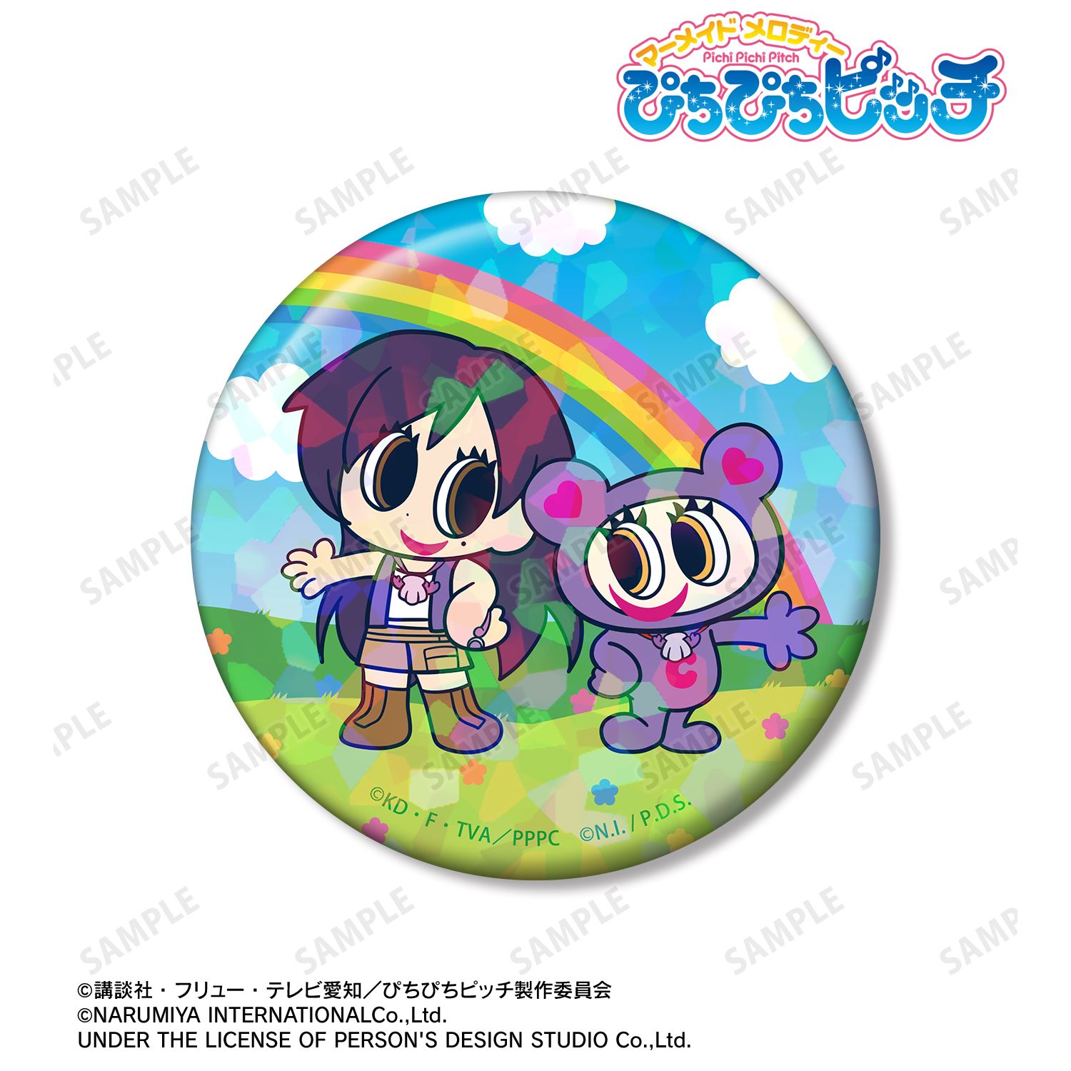 アニメ「ぴちぴちピッチ」 ANGEL BLUEコラボ かれん&ナカムラくん 75mmホログラム缶バッジ 画像 2 | AniSmile
