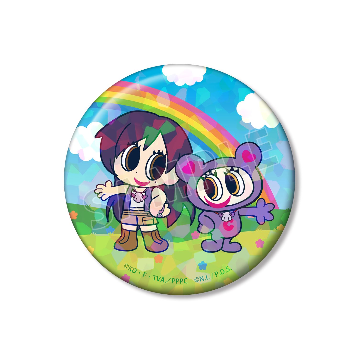 アニメ「ぴちぴちピッチ」 ANGEL BLUEコラボ かれん&ナカムラくん 75mmホログラム缶バッジ - 公式商品画像 | AniSmile