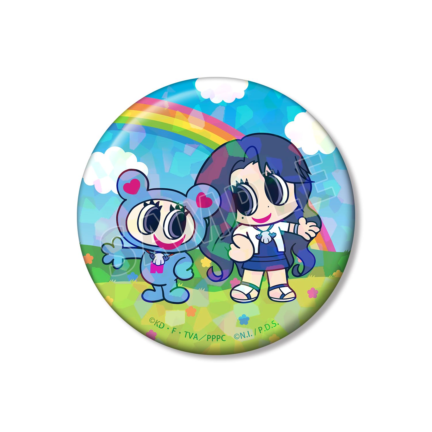 アニメ「ぴちぴちピッチ」 ANGEL BLUEコラボ ノエル&ナカムラくん 75mmホログラム缶バッジ - 公式商品画像 | AniSmile