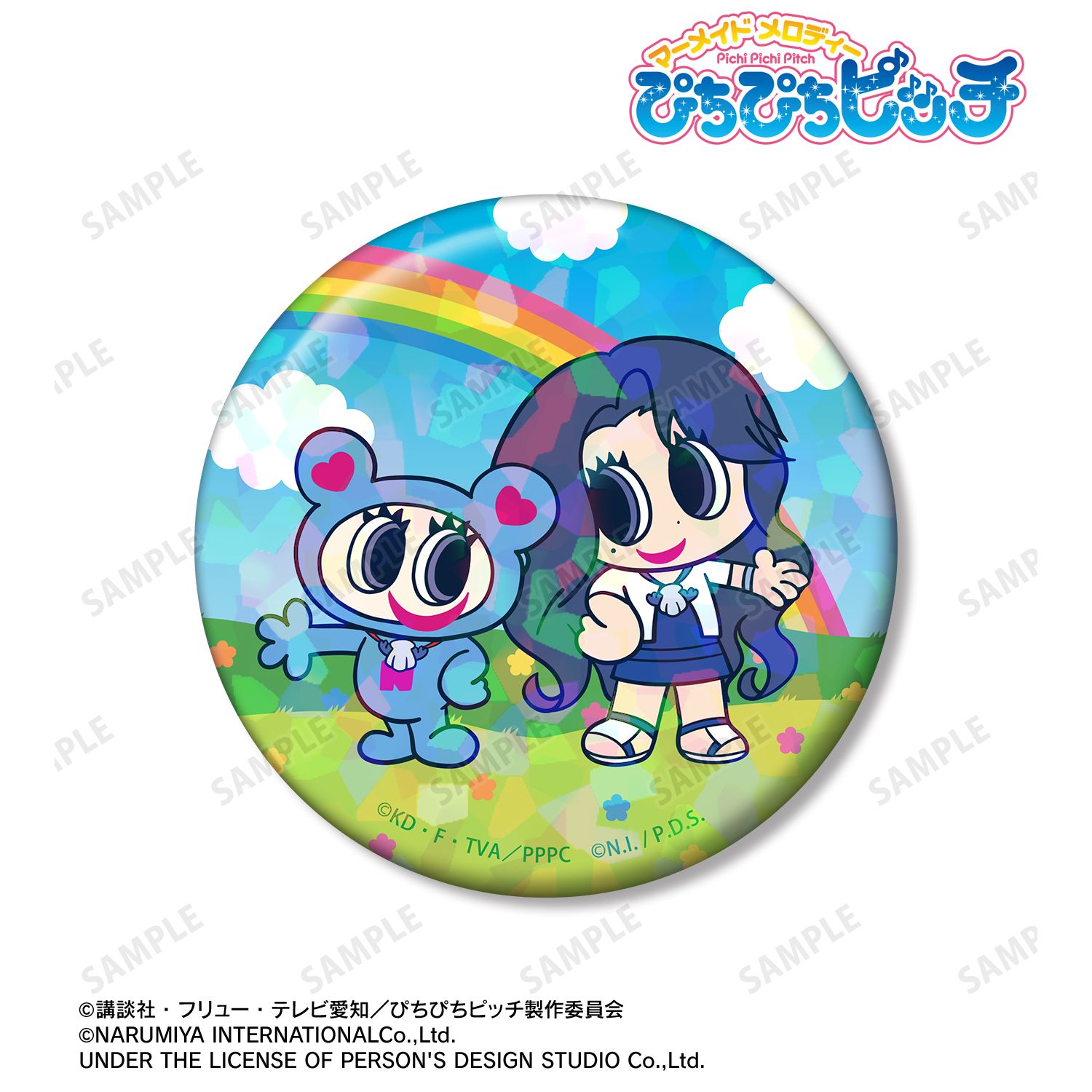 アニメ「ぴちぴちピッチ」 ANGEL BLUEコラボ ノエル&ナカムラくん 75mmホログラム缶バッジ 画像 2 | AniSmile