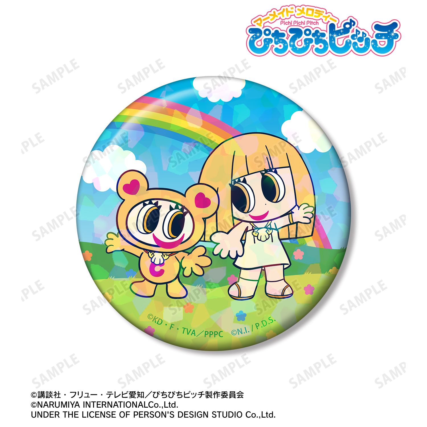 アニメ「ぴちぴちピッチ」 ANGEL BLUEコラボ ココ&ナカムラくん 75mmホログラム缶バッジ 画像 2 | AniSmile