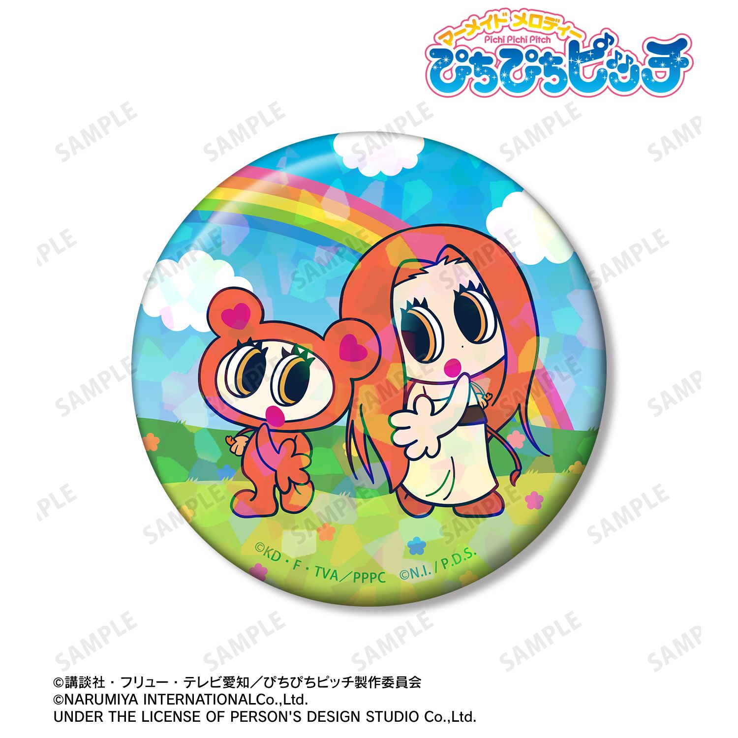 アニメ「ぴちぴちピッチ」 ANGEL BLUEコラボ 沙羅&ナカムラくん 75mmホログラム缶バッジ 画像 2 | AniSmile