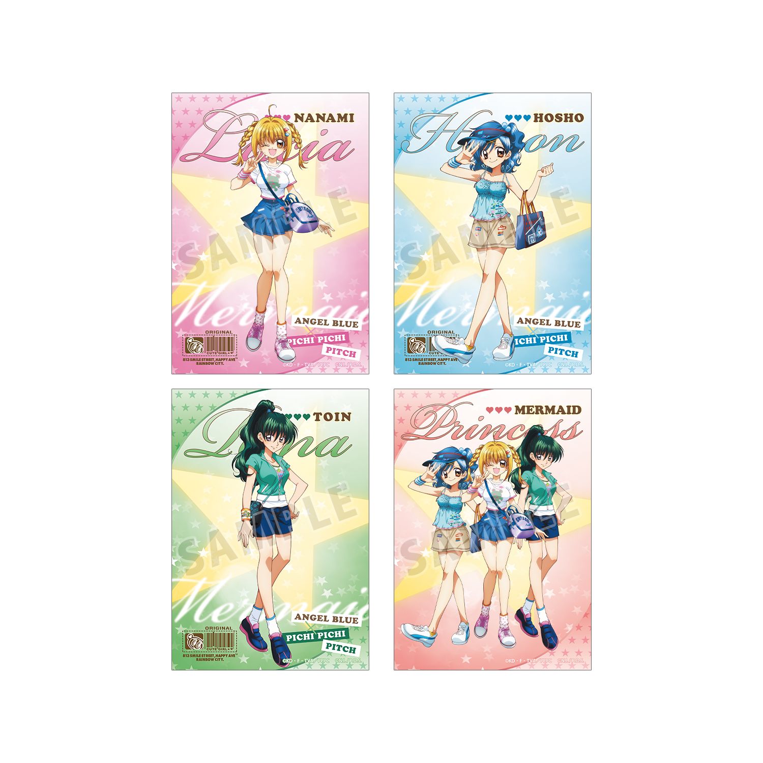アニメ「ぴちぴちピッチ」 ANGEL BLUEコラボ 描き下ろし ブロマイド4枚セット ver.A - 公式商品画像 | AniSmile