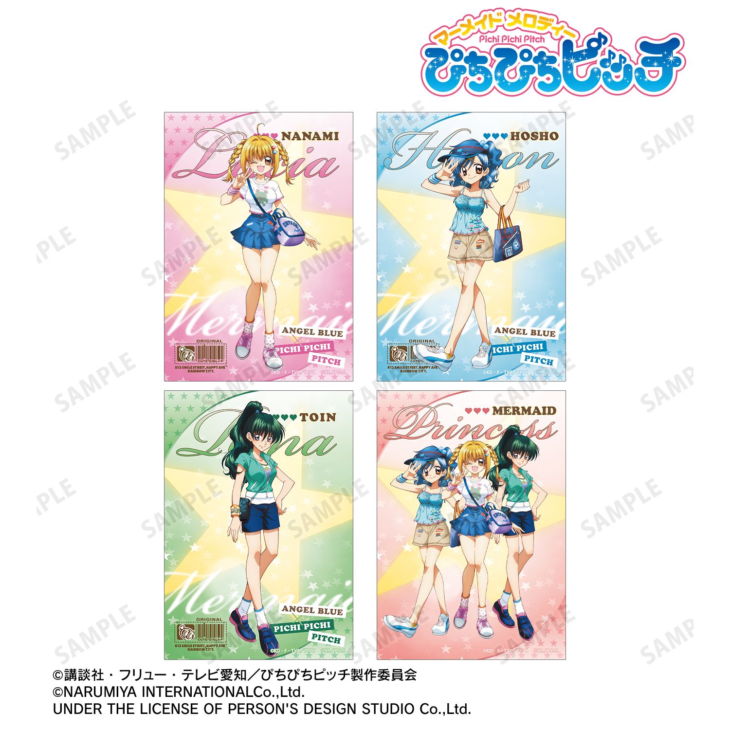 アニメ「ぴちぴちピッチ」 ANGEL BLUEコラボ 描き下ろし ブロマイド4枚セット ver.A 画像 2 | AniSmile
