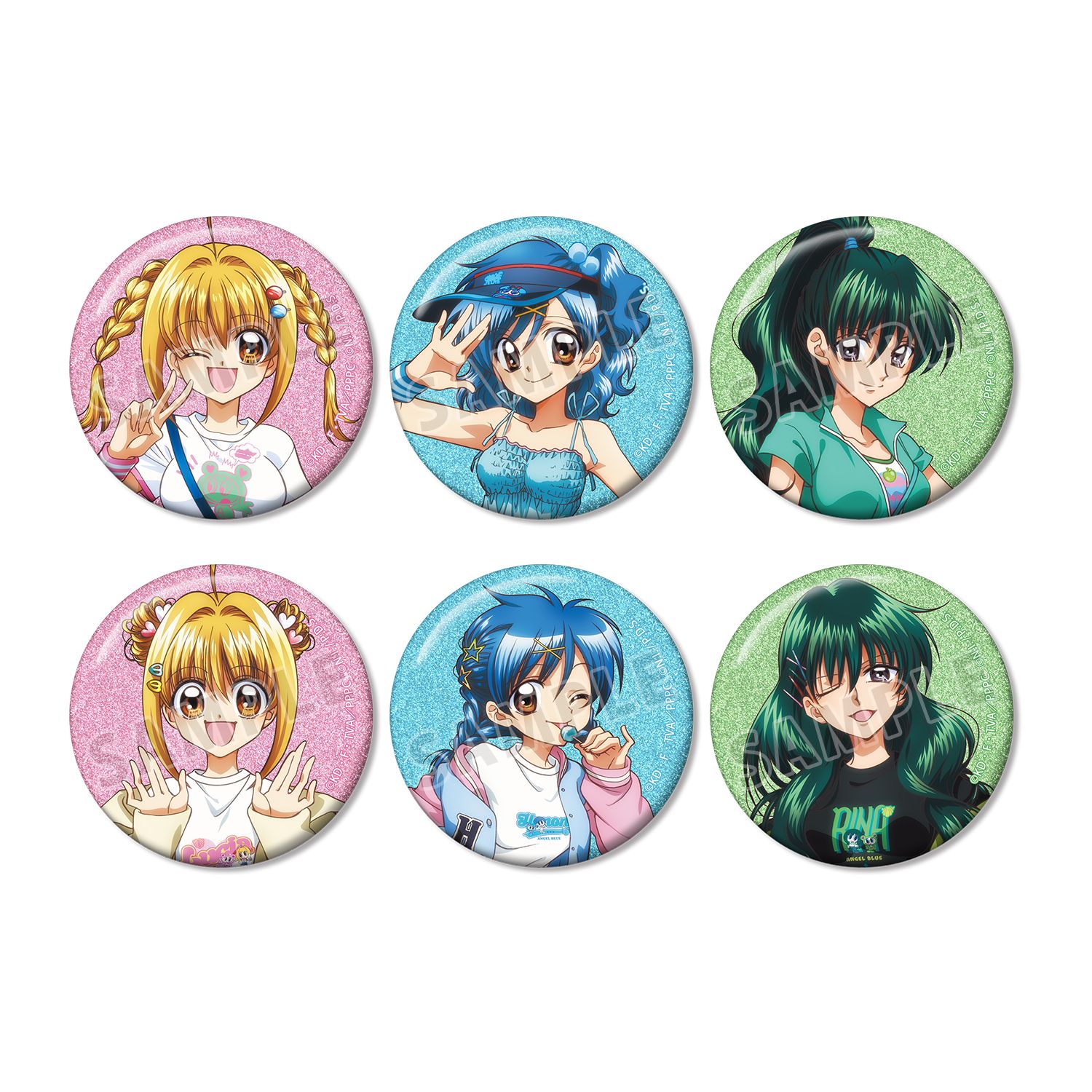 アニメ「ぴちぴちピッチ」 ANGEL BLUEコラボ 描き下ろし トレーディンググリッター缶バッジ(単位/単品) 画像 2 | AniSmile