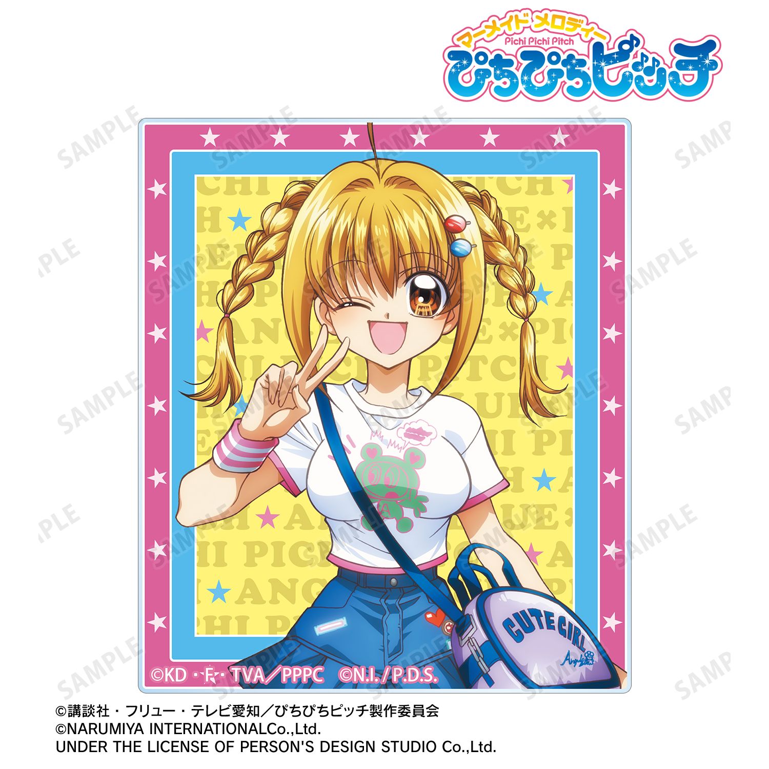 アニメ「ぴちぴちピッチ」 ANGEL BLUEコラボ 描き下ろし 七海 るちあ アクリルカード ver.A 画像 2 | AniSmile