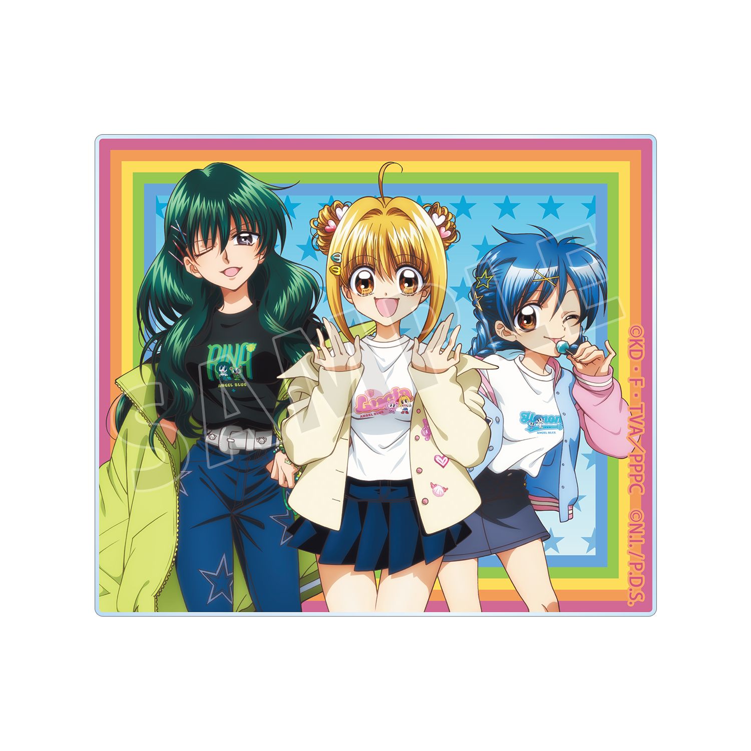 アニメ「ぴちぴちピッチ」 ANGEL BLUEコラボ 描き下ろし 集合 アクリルカード ver.B - 公式商品画像 | AniSmile