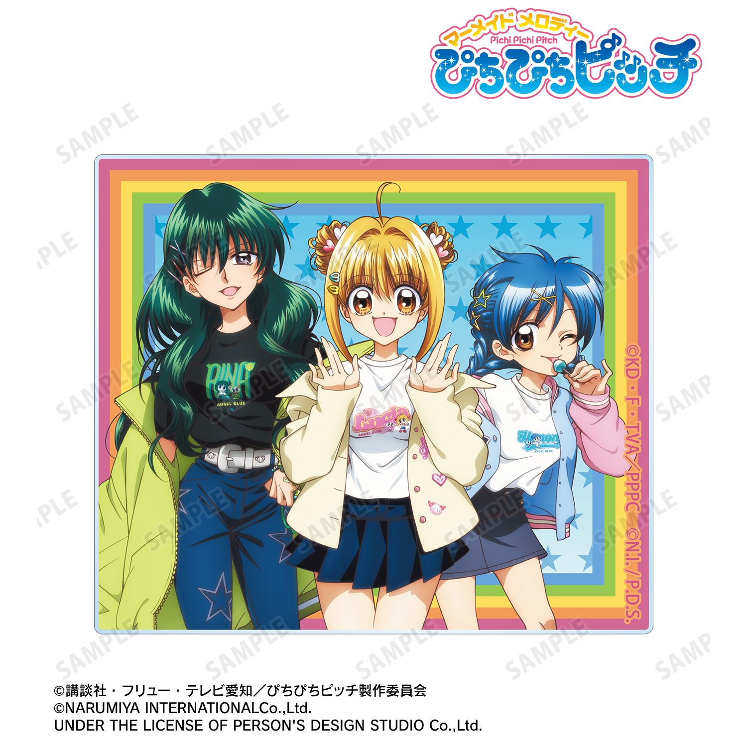 アニメ「ぴちぴちピッチ」 ANGEL BLUEコラボ 描き下ろし 集合 アクリルカード ver.B 画像 2 | AniSmile