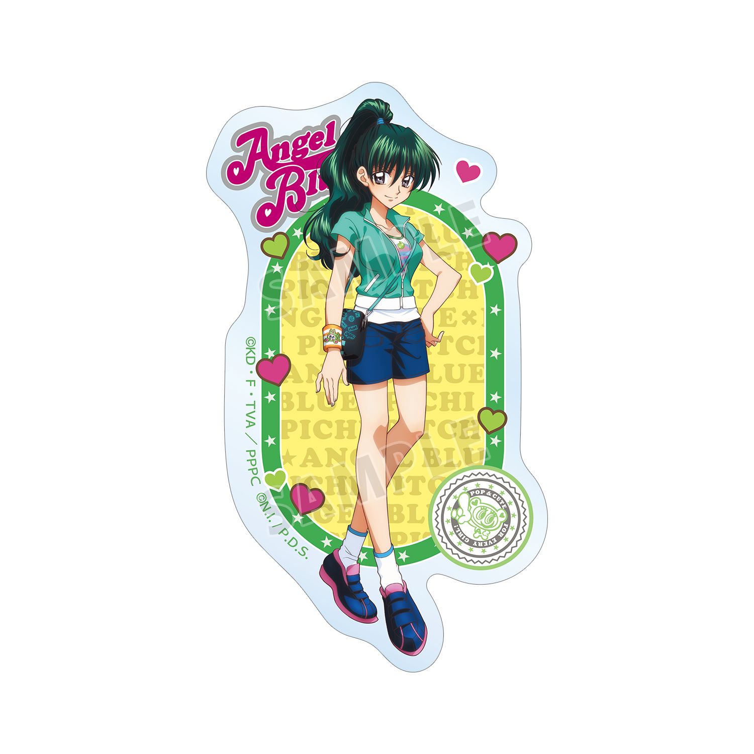 アニメ「ぴちぴちピッチ」 ANGEL BLUEコラボ 描き下ろし 洞院 リナ クリアダイカットステッカー ver.A - 公式商品画像 | AniSmile