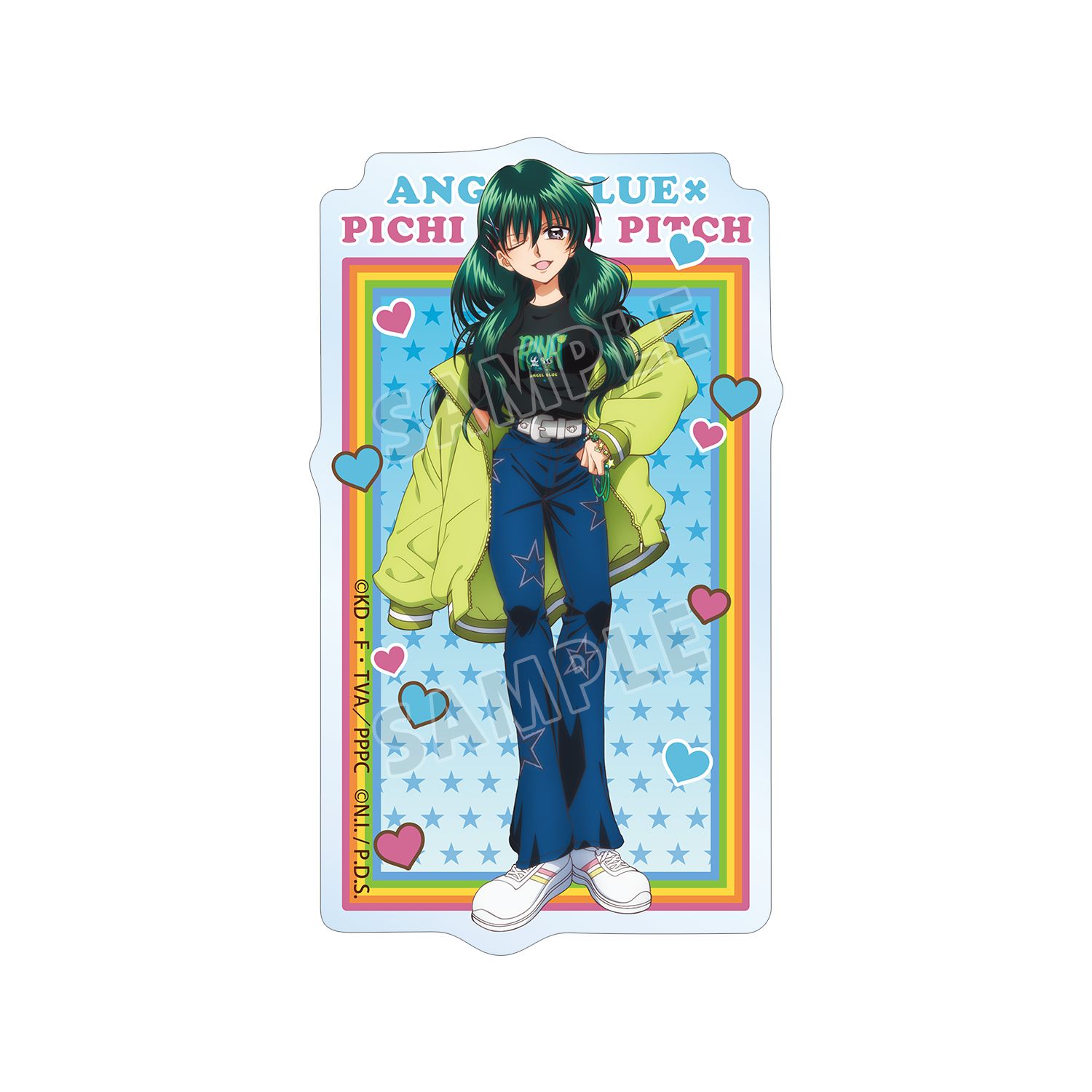 アニメ「ぴちぴちピッチ」 ANGEL BLUEコラボ 描き下ろし 洞院 リナ クリアダイカットステッカー ver.B - 公式商品画像 | AniSmile