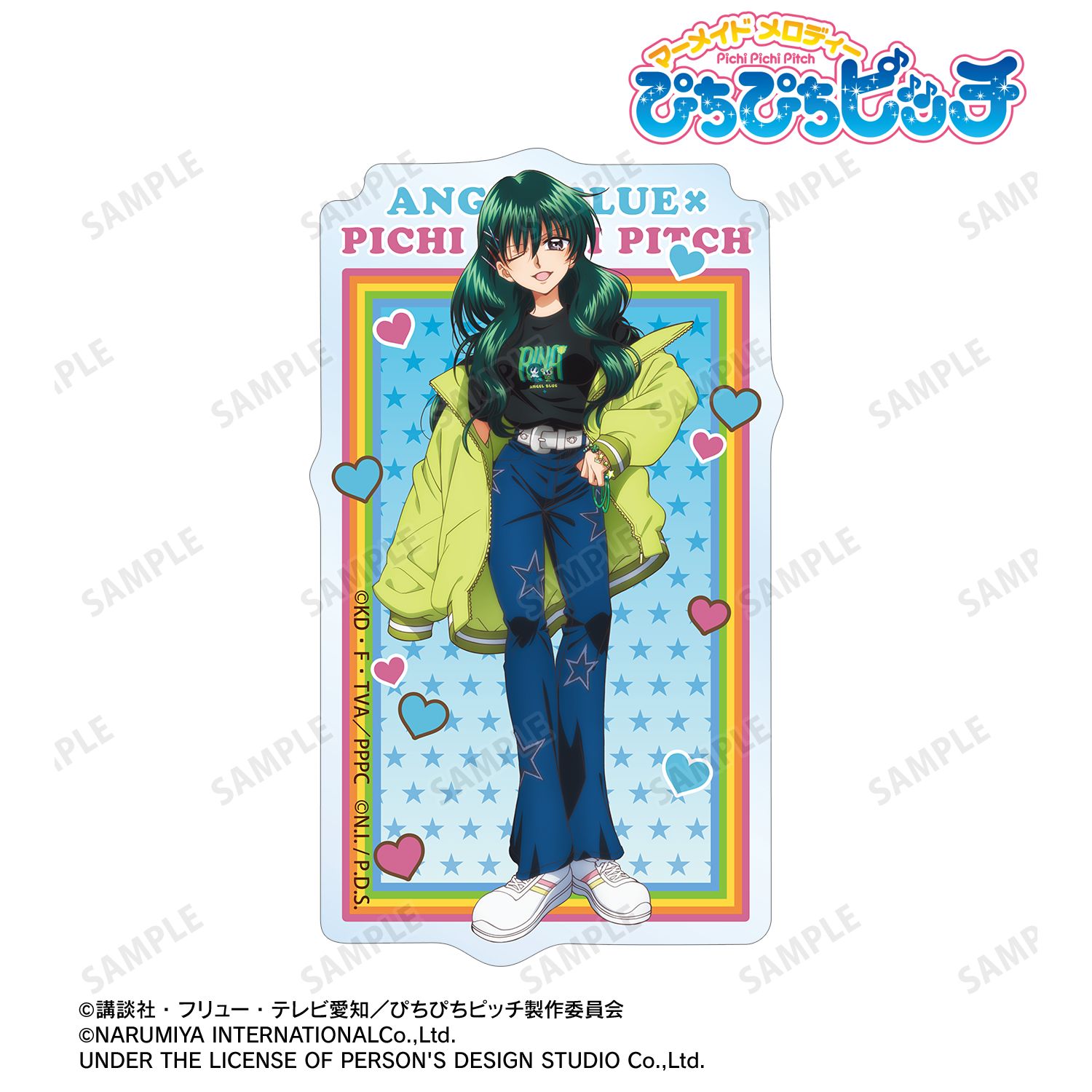 アニメ「ぴちぴちピッチ」 ANGEL BLUEコラボ 描き下ろし 洞院 リナ クリアダイカットステッカー ver.B 画像 2 | AniSmile