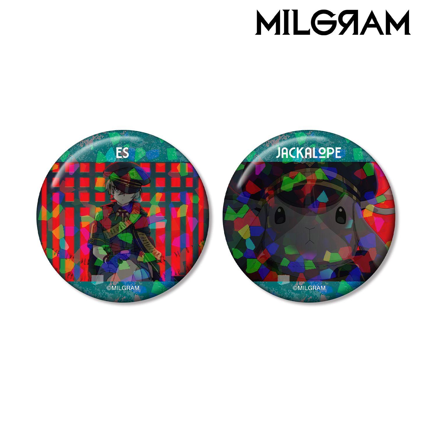 MILGRAM -ミルグラム- エス&ジャッカロープ 場面写ホログラム缶バッジ2個セット 画像 2 | AniSmile