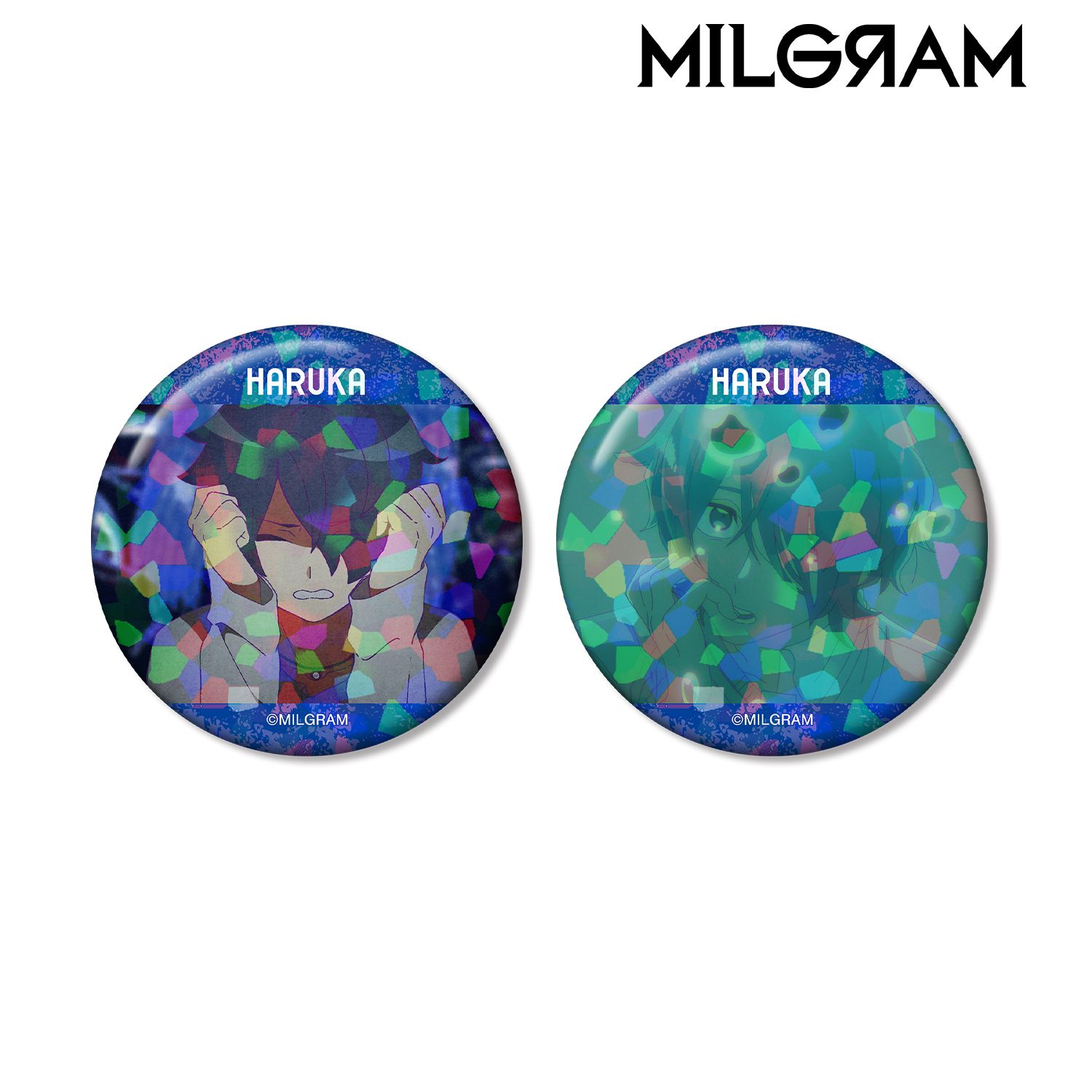 MILGRAM -ミルグラム- ハルカ 場面写ホログラム缶バッジ2個セット Image 2 | AniSmile