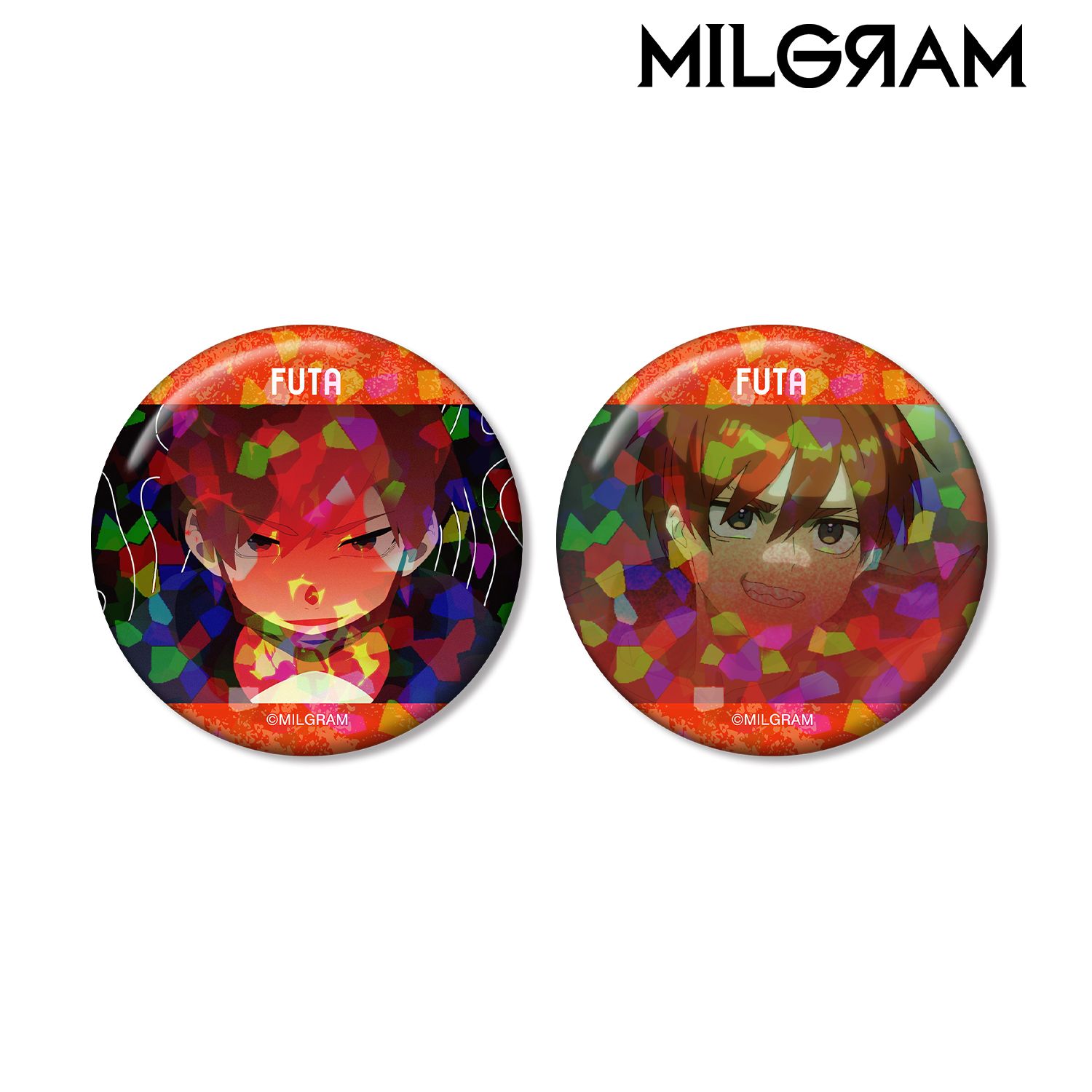 MILGRAM -ミルグラム- フータ 場面写ホログラム缶バッジ2個セット 画像 2 | AniSmile