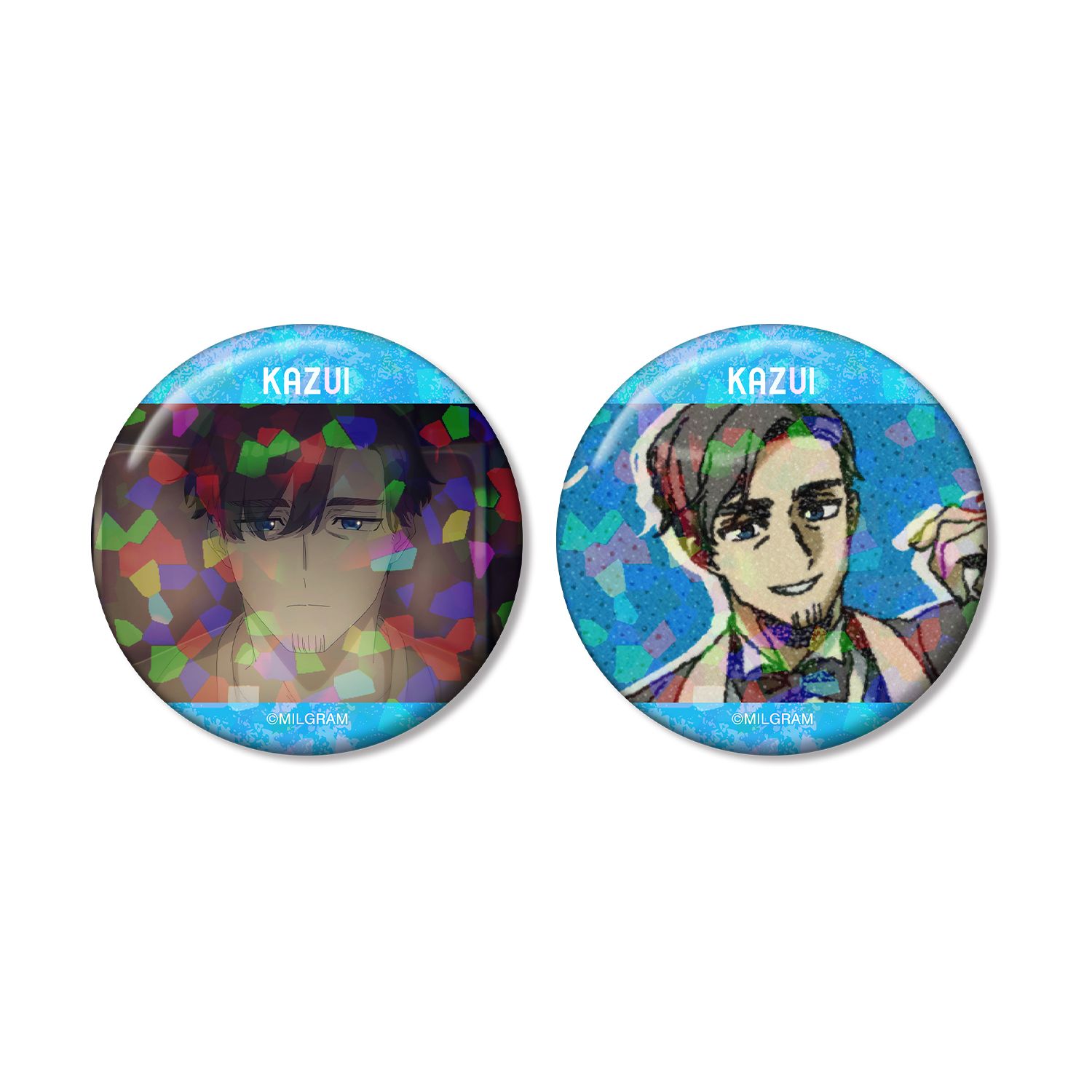 MILGRAM -ミルグラム- カズイ 場面写ホログラム缶バッジ2個セット - 公式商品画像 | AniSmile
