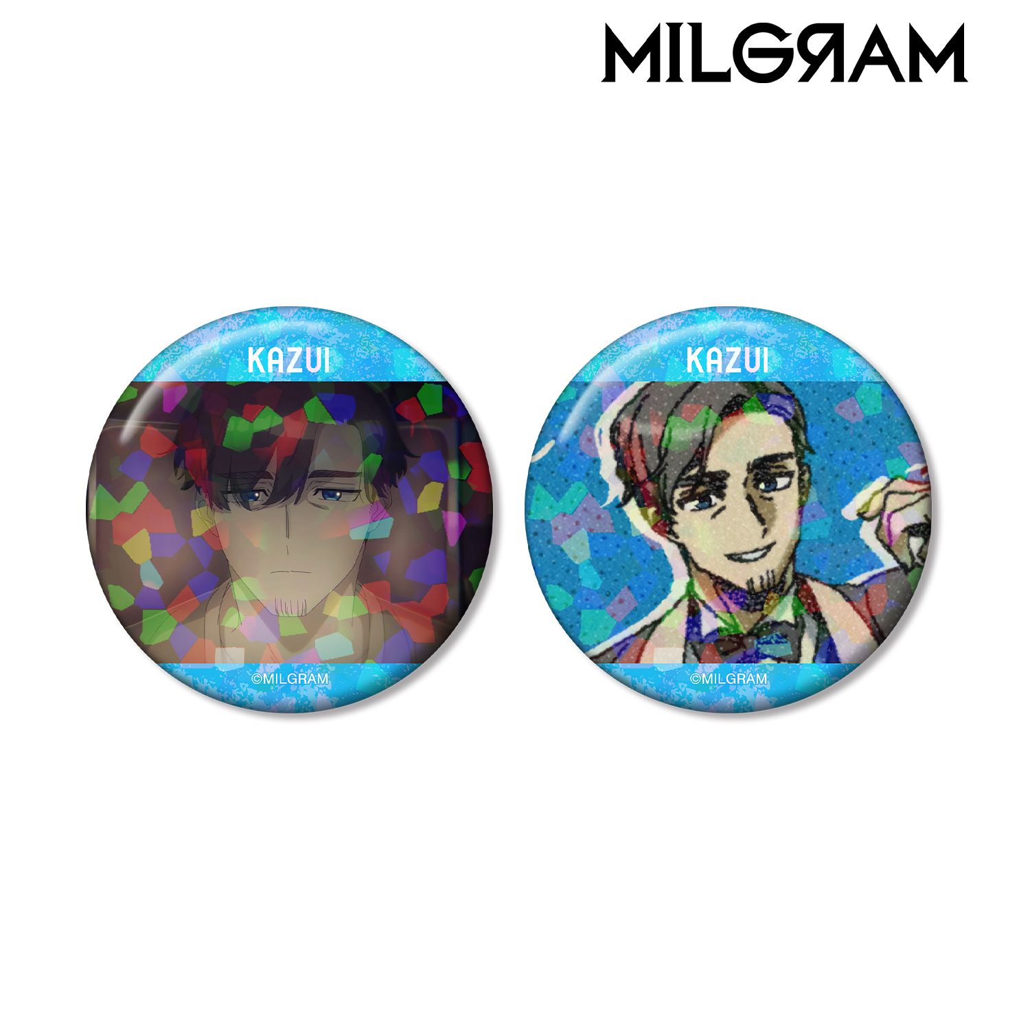 MILGRAM -ミルグラム- カズイ 場面写ホログラム缶バッジ2個セット 画像 3 | AniSmile