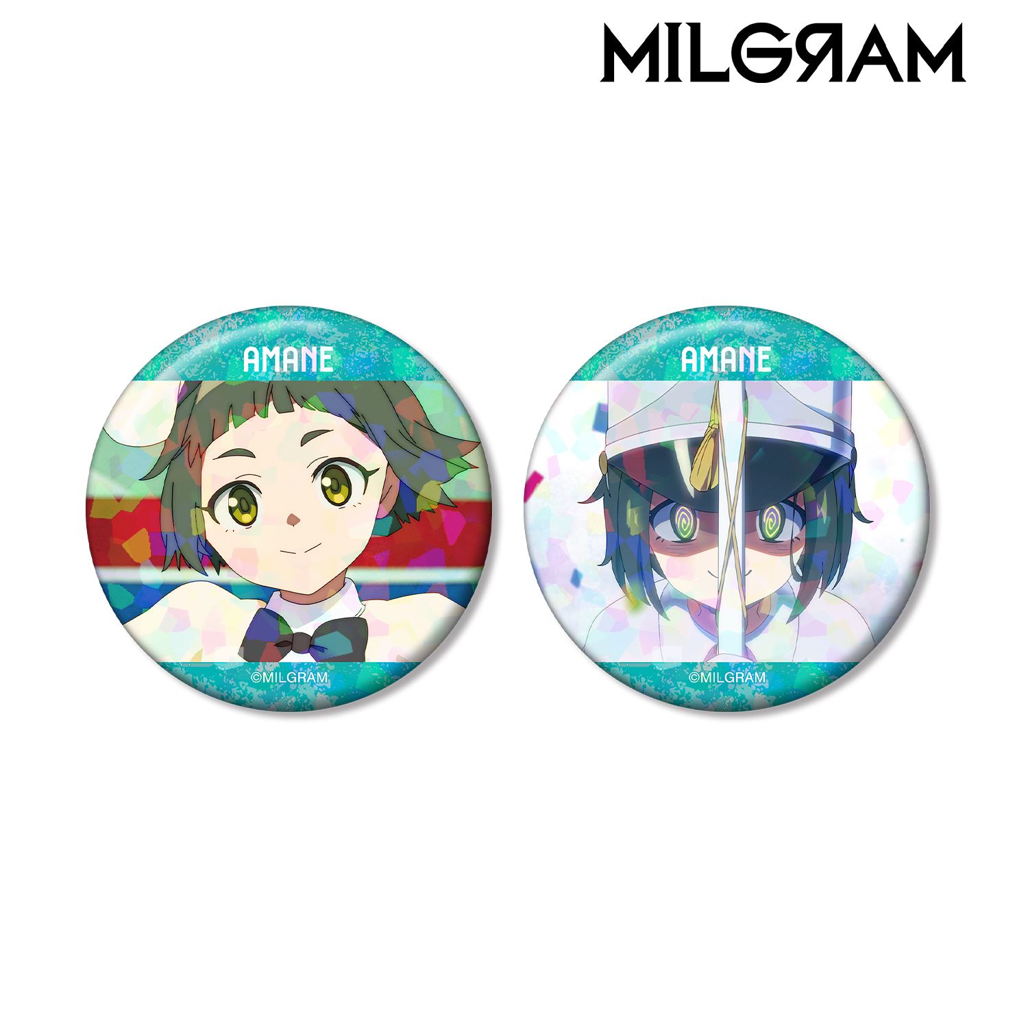 MILGRAM -ミルグラム- アマネ 場面写ホログラム缶バッジ2個セット 画像 2 | AniSmile