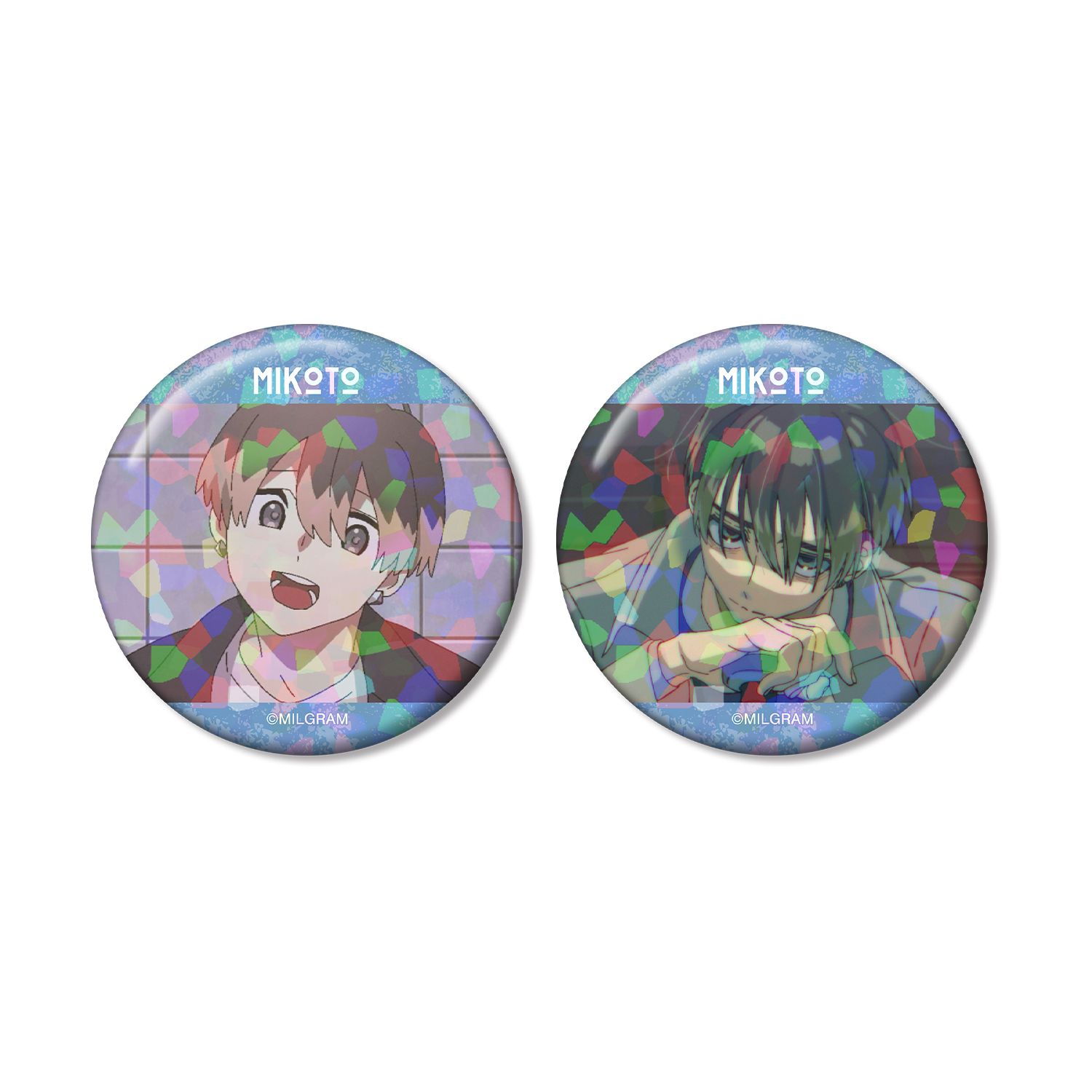 MILGRAM -ミルグラム- ミコト 場面写ホログラム缶バッジ2個セット - 公式商品画像 | AniSmile
