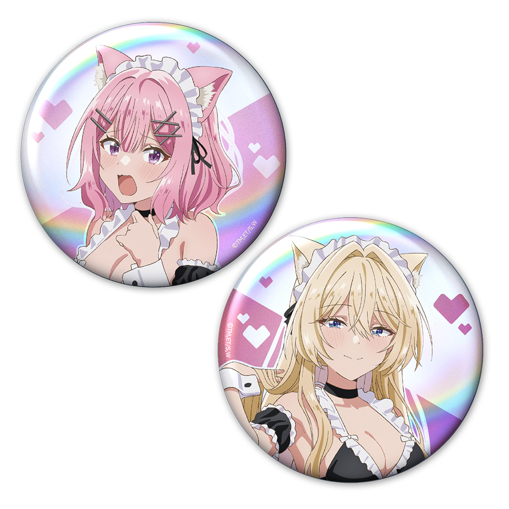 わたしが恋人になれるわけないじゃん、ムリムリ!(※ムリじゃなかった!?) ホログラム缶バッジ2個セット れな子&真唯 猫耳水着メイドver.【描き下ろし】 - 公式商品画像 | AniSmile