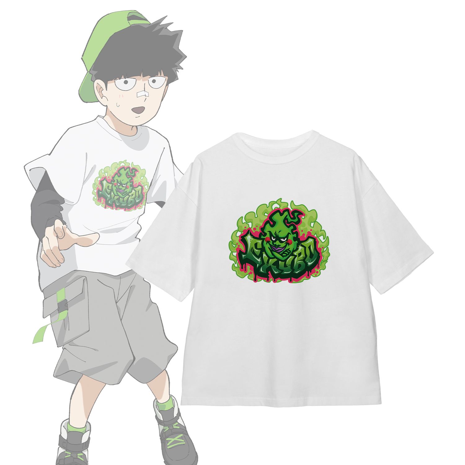 モブサイコ100 Ⅲ 描き下ろし 影山茂夫 ストリートスポーツver. 着用BIGシルエットTシャツユニセックス(サイズ/M) - official product image | AniSmile