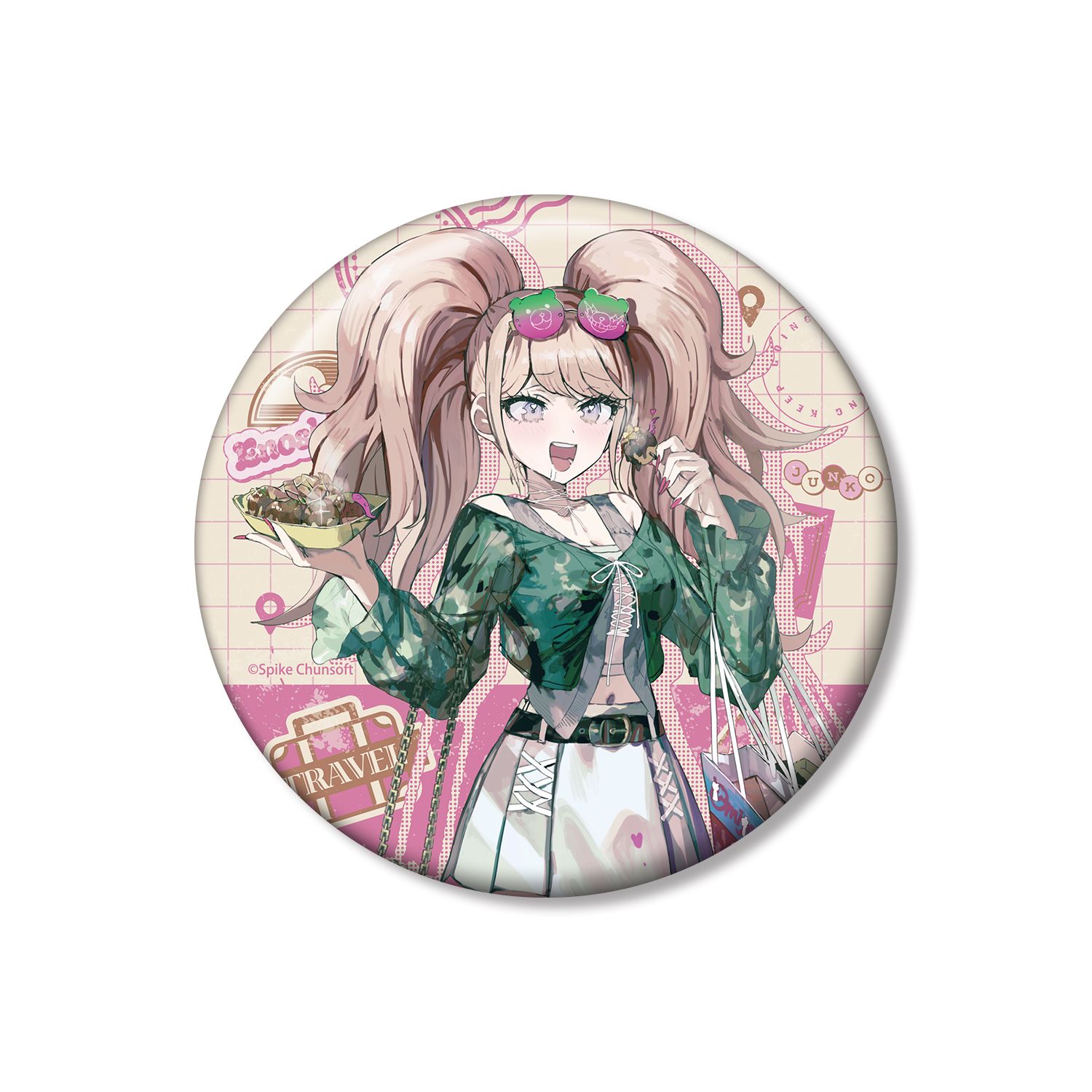 ダンガンロンパシリーズ 緜さんイラスト 江ノ島盾子 私服で旅行ver. 100mm缶バッジ - AniSmile
